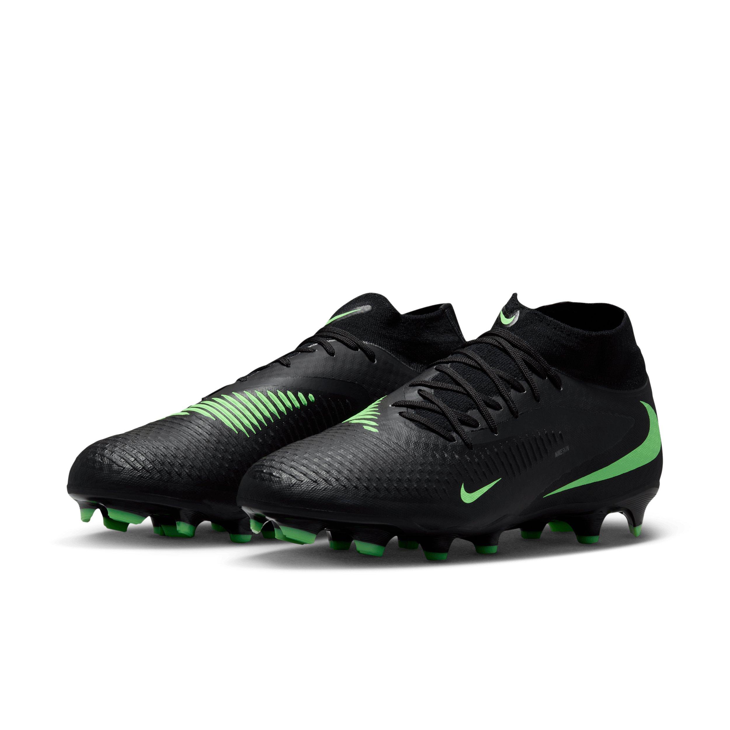 Nike Phantom 6 High Academy MG "Black/Black/Illusion Green" Men's Soccer Cleat - BLACK/BLACK/GREEN Thumbnail View 3