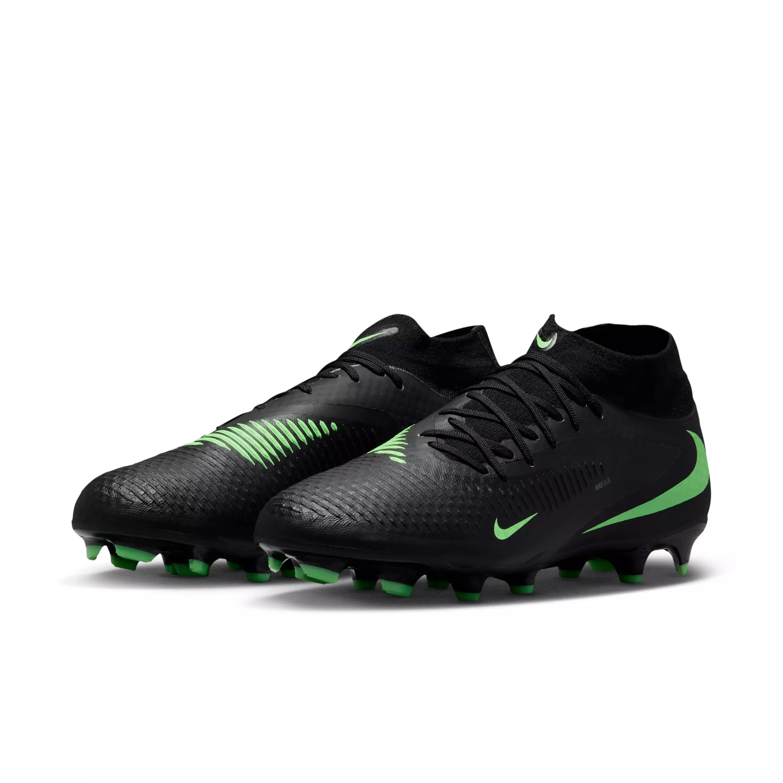 Nike Phantom 6 High Academy MG "Black/Black/Illusion Green" Men's Soccer Cleat - BLACK/BLACK/GREEN