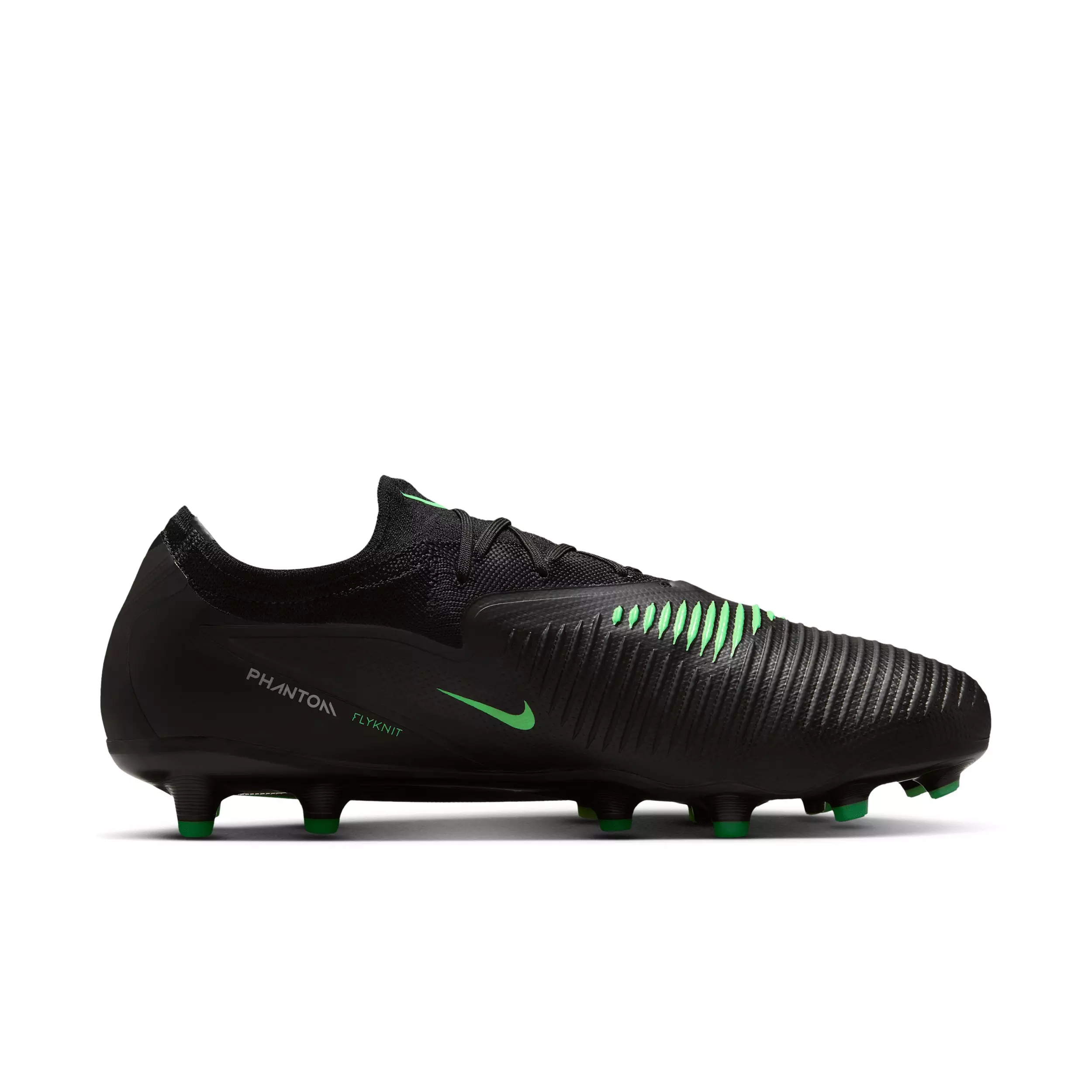 Nike Phantom 6 Low Pro AG "Black/Black/Illusion Green" Men's Soccer Cleat - BLACK/BLACK/GREEN
