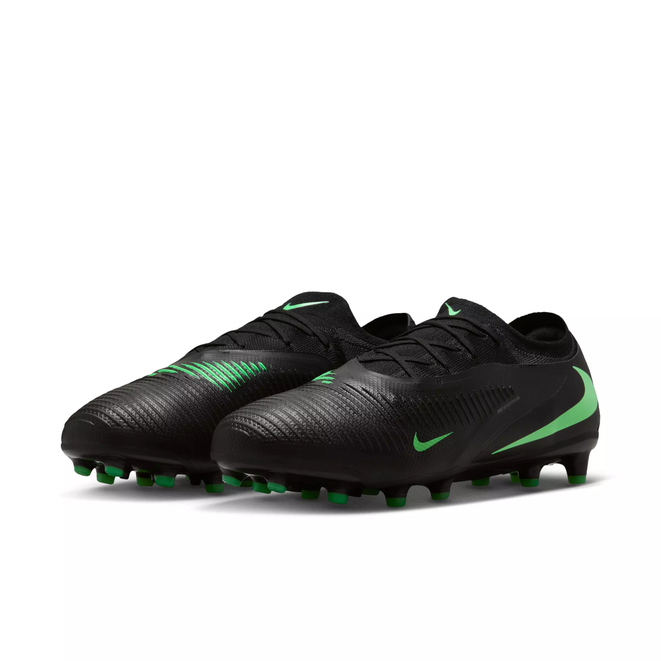 Nike Phantom 6 Low Pro AG "Black/Black/Illusion Green" Men's Soccer Cleat - BLACK/BLACK/GREEN
