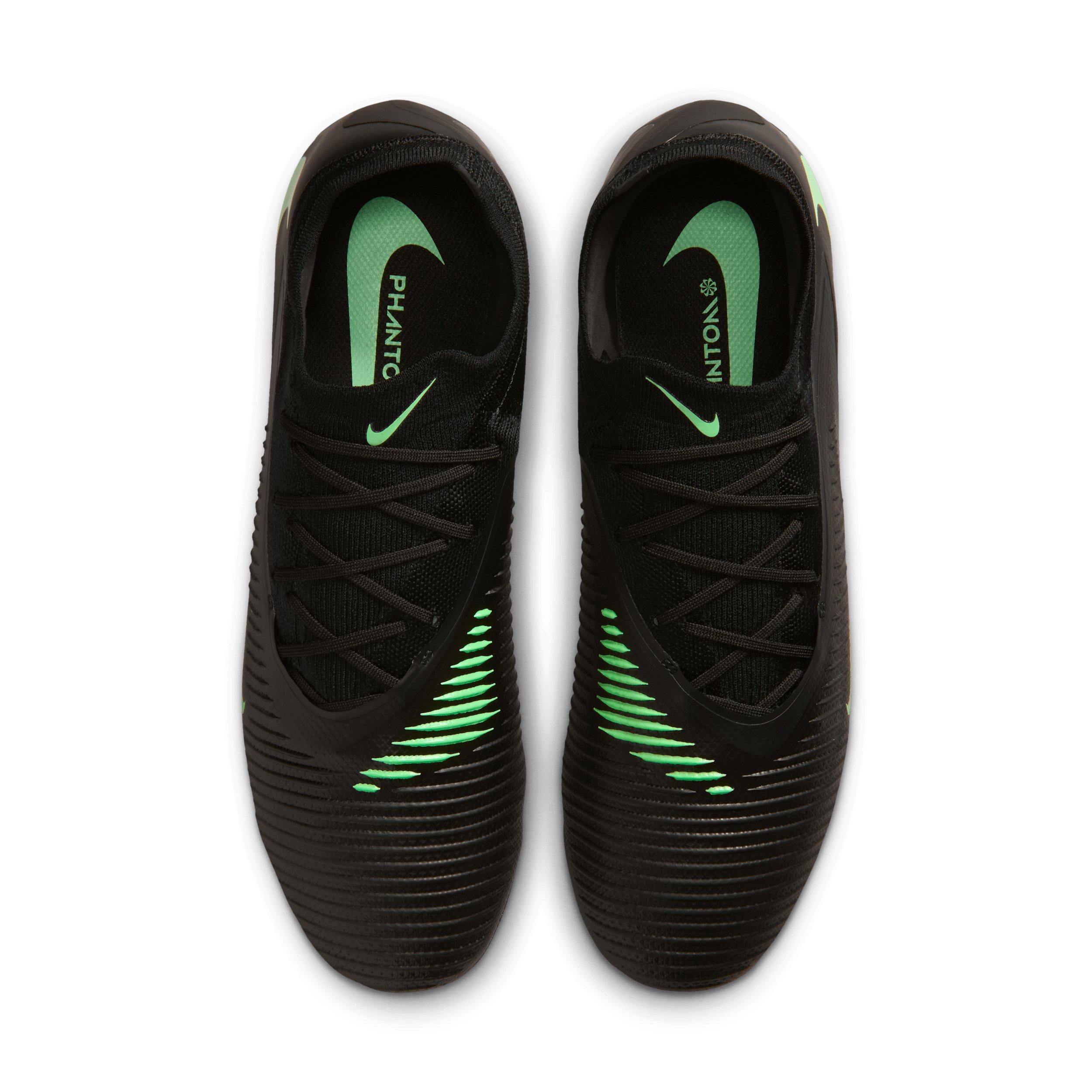 Nike Phantom 6 Low Pro AG "Black/Black/Illusion Green" Men's Soccer Cleat - BLACK/BLACK/GREEN
