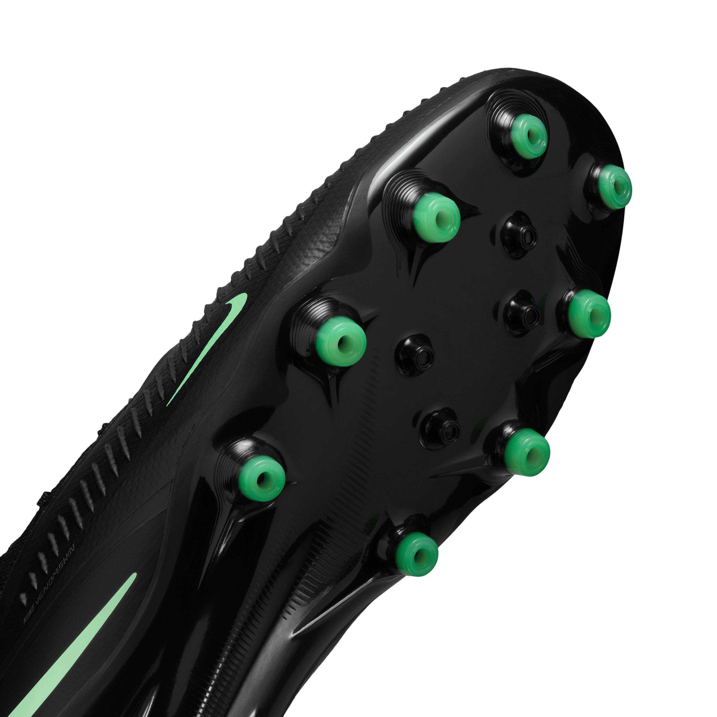 Nike Phantom 6 Low Pro AG "Black/Black/Illusion Green" Men's Soccer Cleat - BLACK/BLACK/GREEN