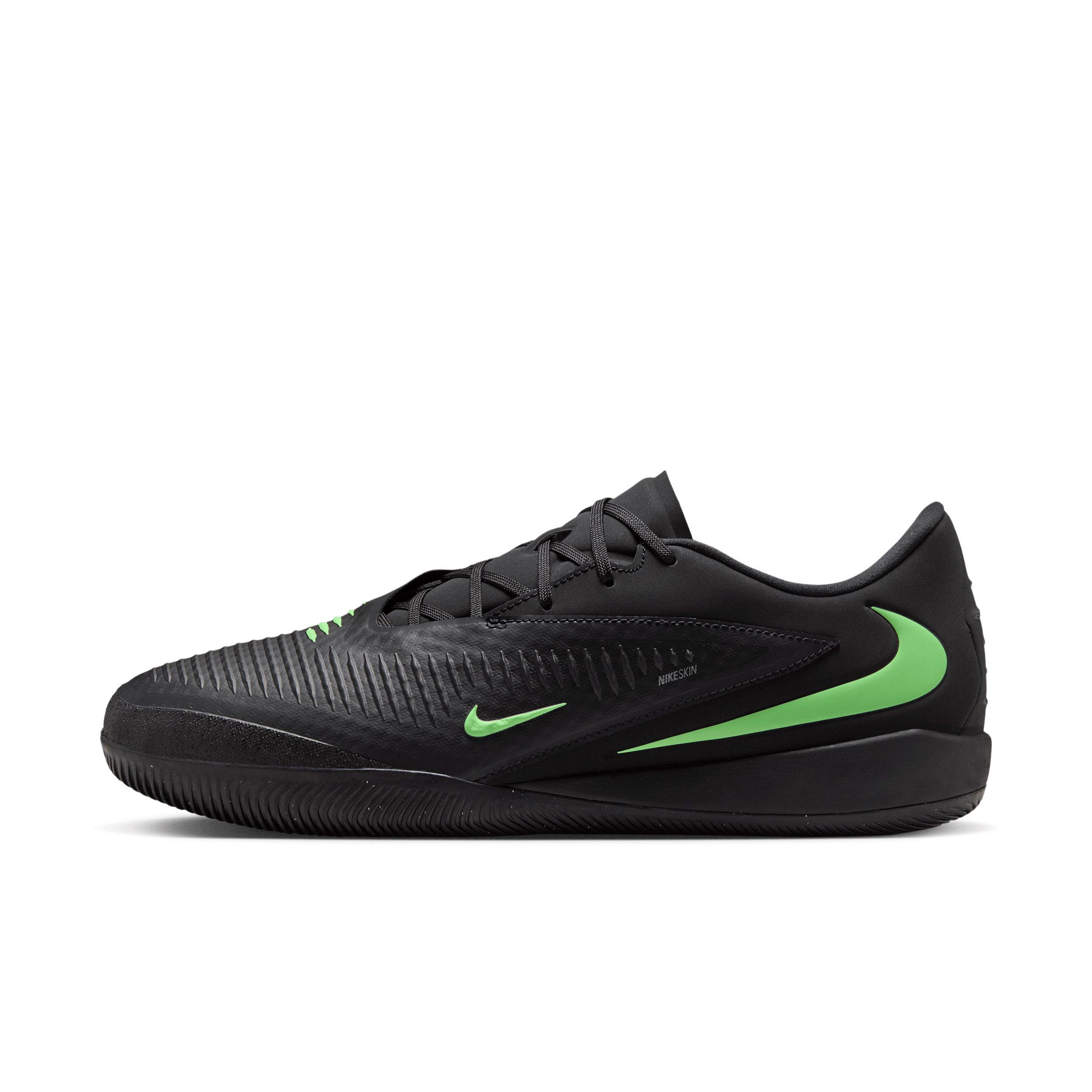 Nike Phantom 6 Low Academy IC "Black/Black/Illusion Green" Men's Soccer Shoe - BLACK/BLACK/GREEN Thumbnail View 2