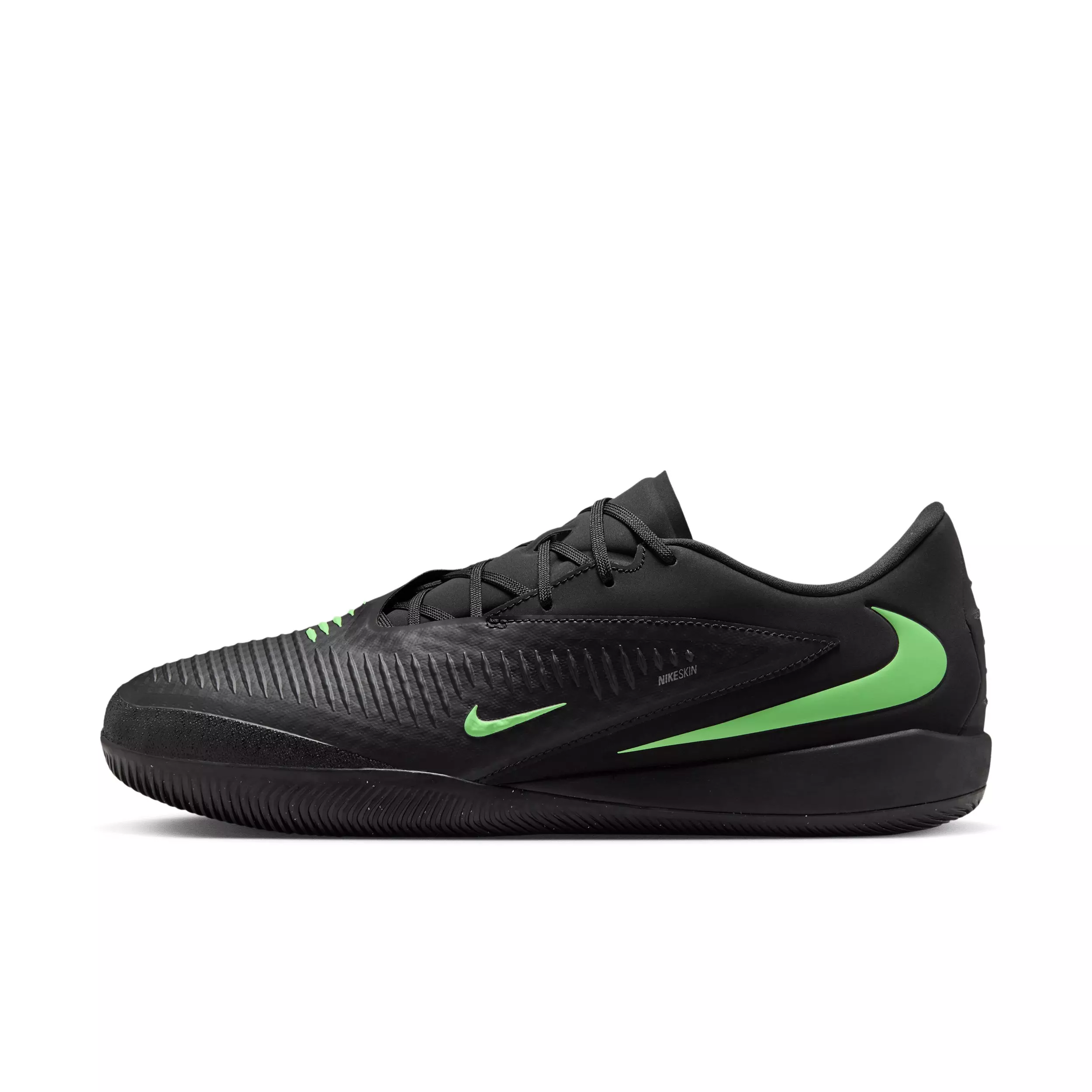 Nike Phantom 6 Low Academy IC "Black/Black/Illusion Green" Men's Soccer Shoe - BLACK/BLACK/GREEN