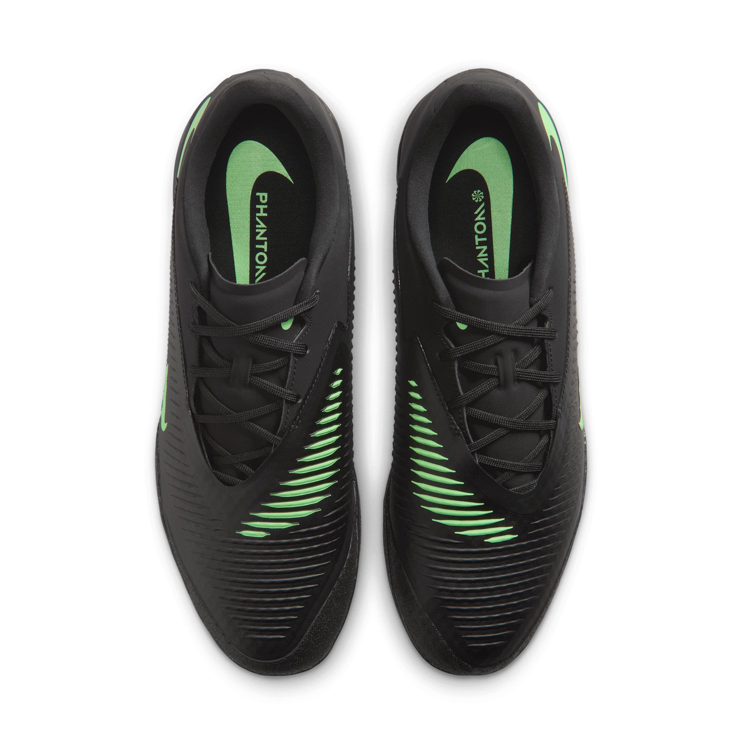 Nike Phantom 6 Low Academy IC "Black/Black/Illusion Green" Men's Soccer Shoe - BLACK/BLACK/GREEN Thumbnail View 4