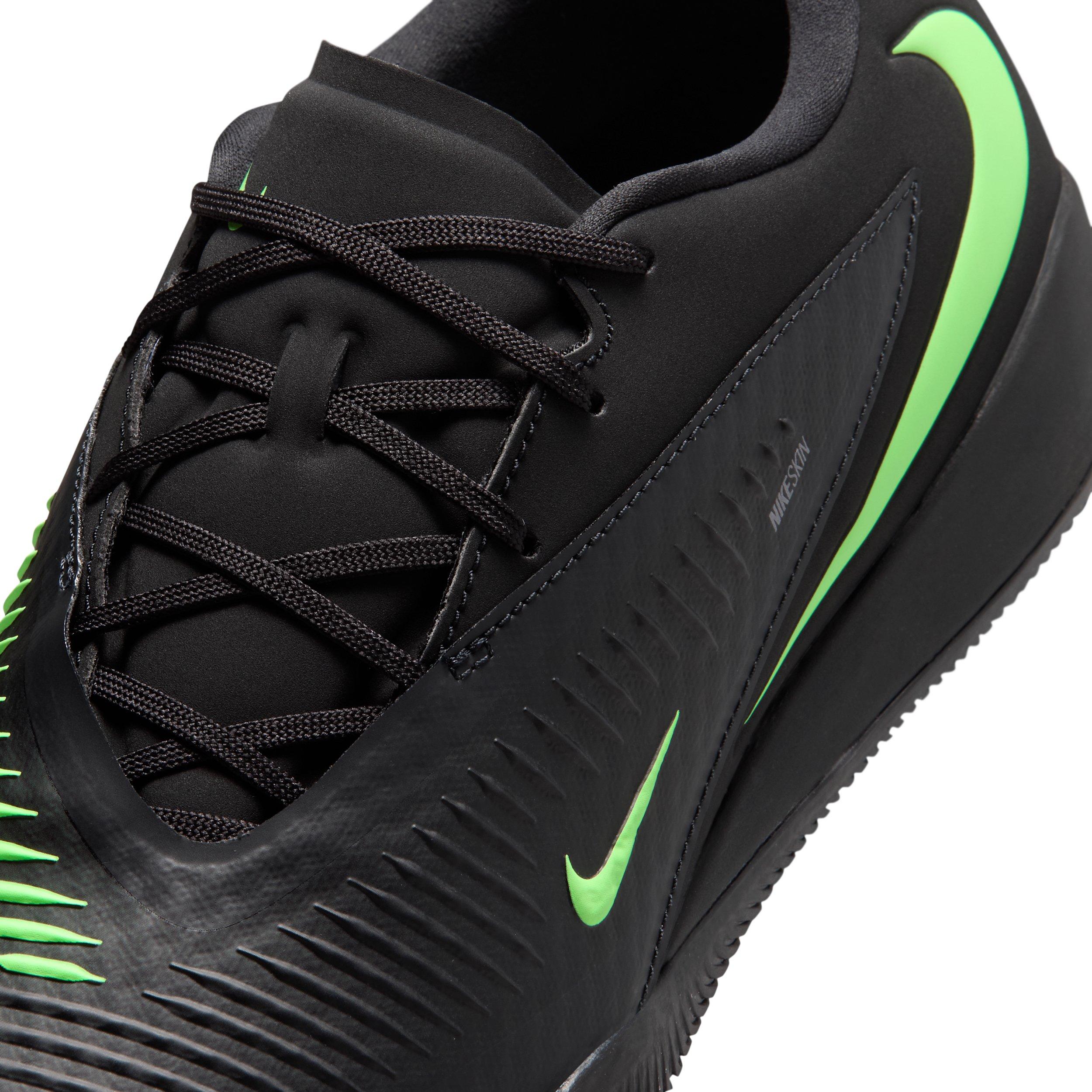 Nike Phantom 6 Low Academy IC "Black/Black/Illusion Green" Men's Soccer Shoe - BLACK/BLACK/GREEN Thumbnail View 7