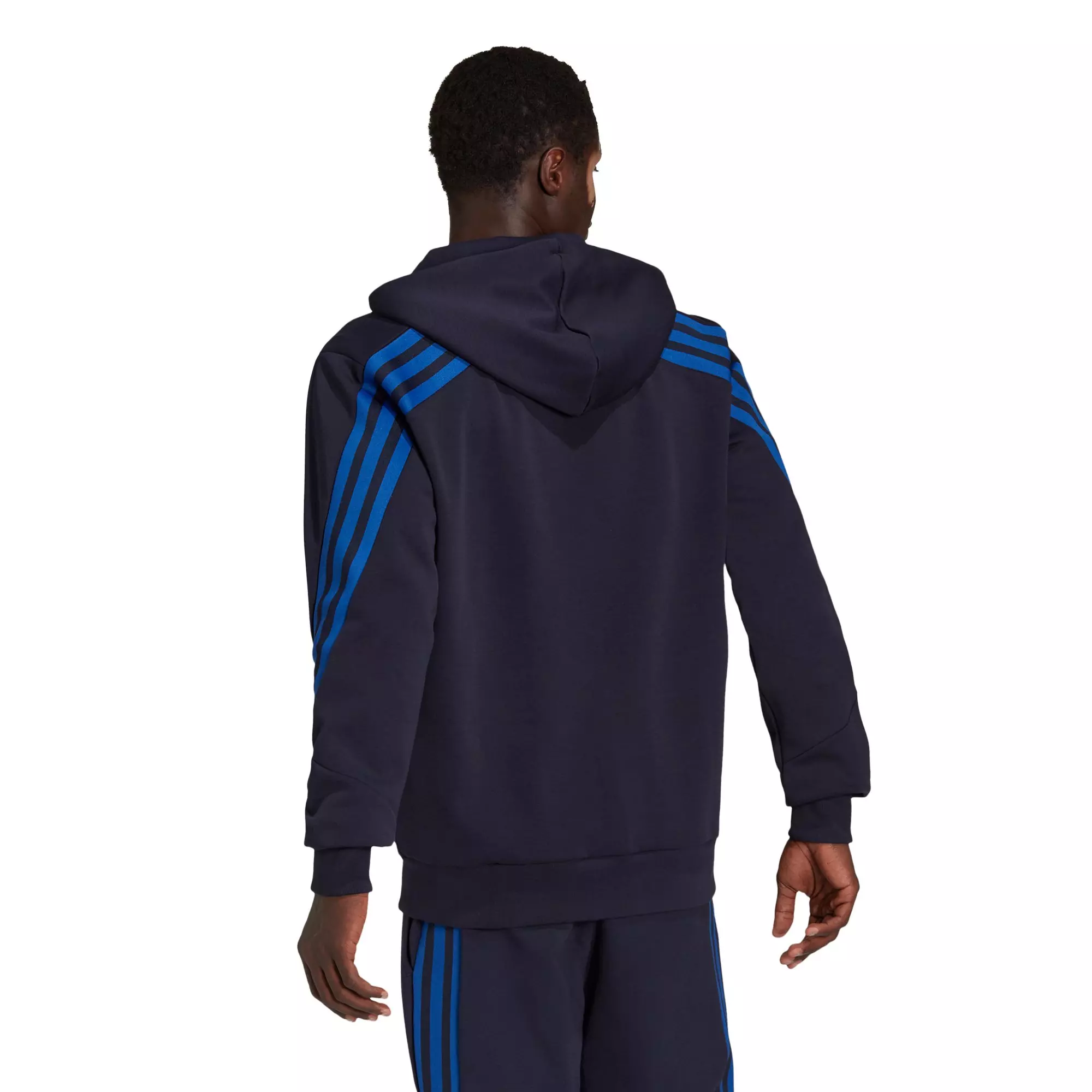 adidas Men's Sportswear Black/Royal Future Icons 3-Stripes Full-Zip Hoodie - BLACK/ROYAL