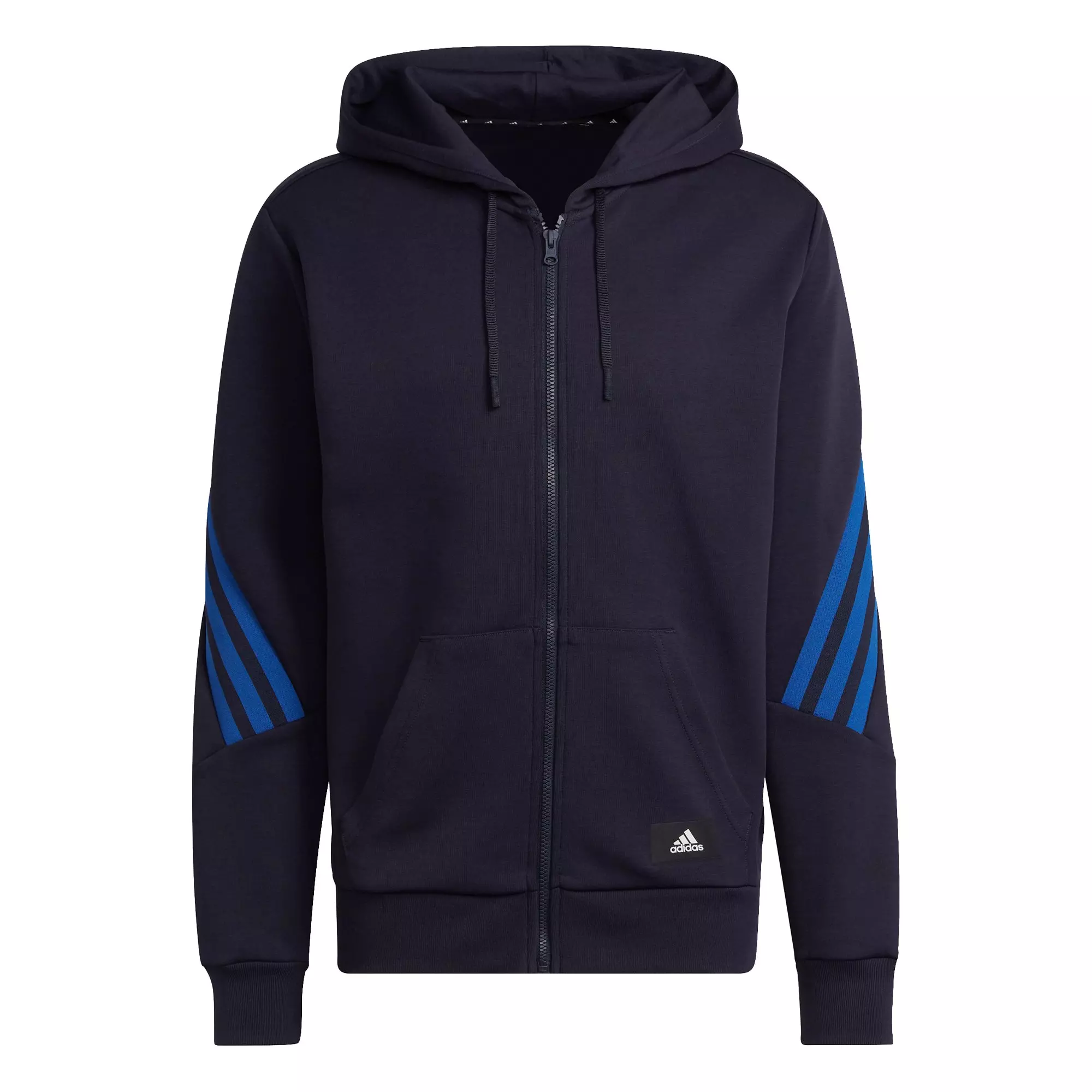 adidas Men's Sportswear Black/Royal Future Icons 3-Stripes Full-Zip Hoodie - BLACK/ROYAL
