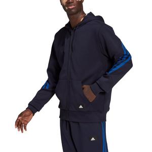 adidas Men's Sportswear Black/Royal Future Icons 3-Stripes Full-Zip Hoodie