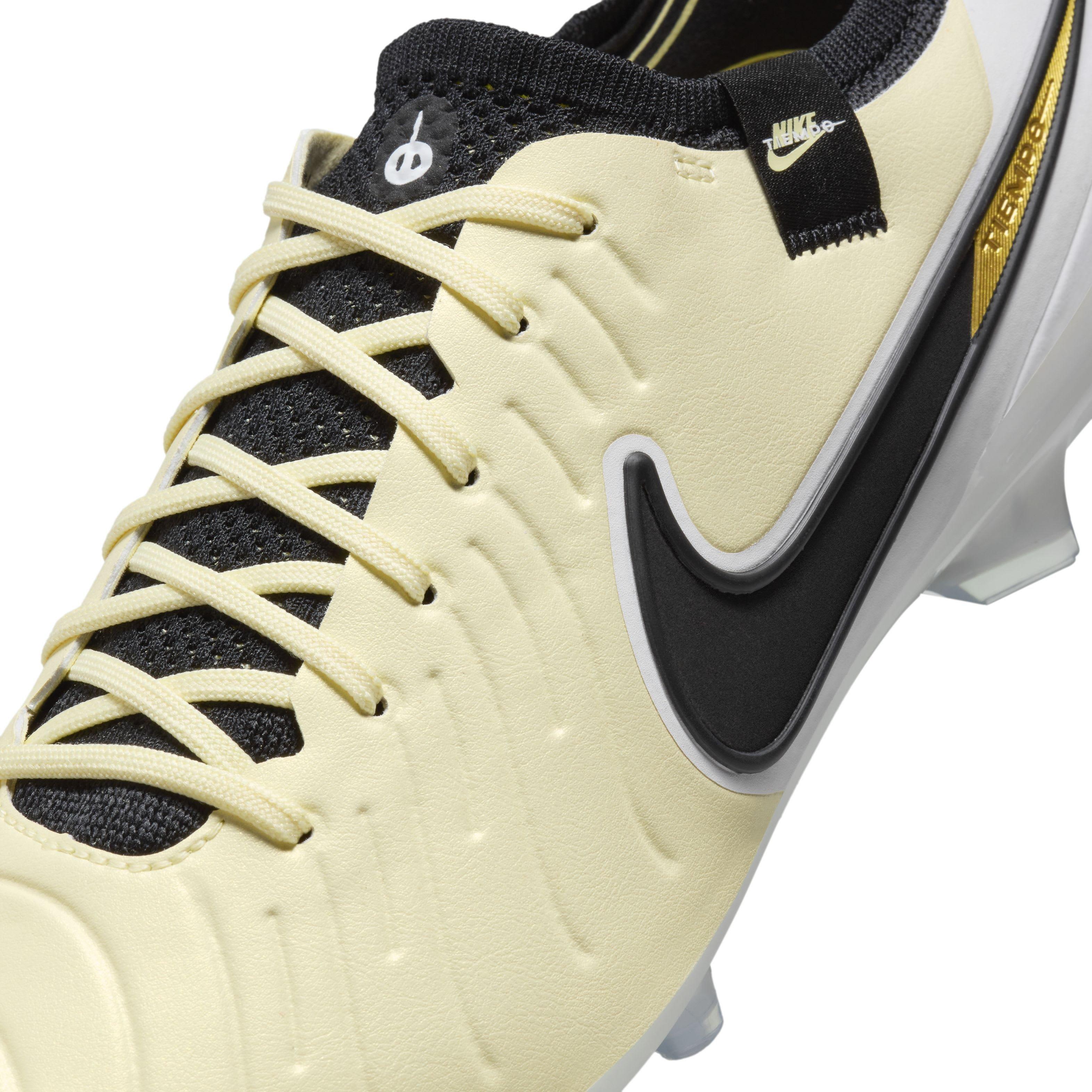 Nike Tiempo Legend 10 Elite FG Grade School Kids' "Lemonade/Metallic Gold Coin/Black" Soccer Cleat