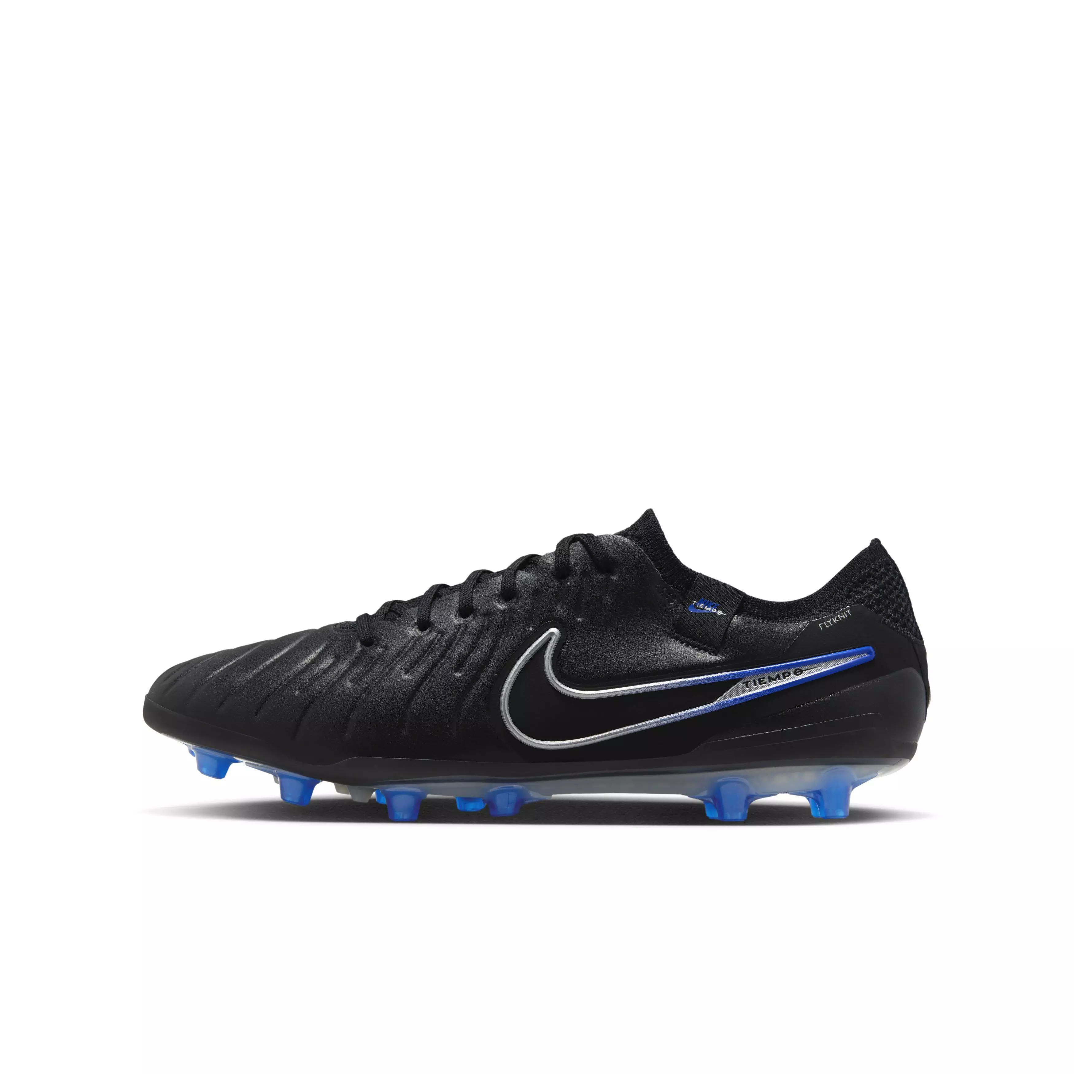 Nike Tiempo Legend 10 Elite AG "Black/Hyper Royal/Chrome" Grade School Kids' Soccer Cleat - BLACK/ROYAL/CHROME