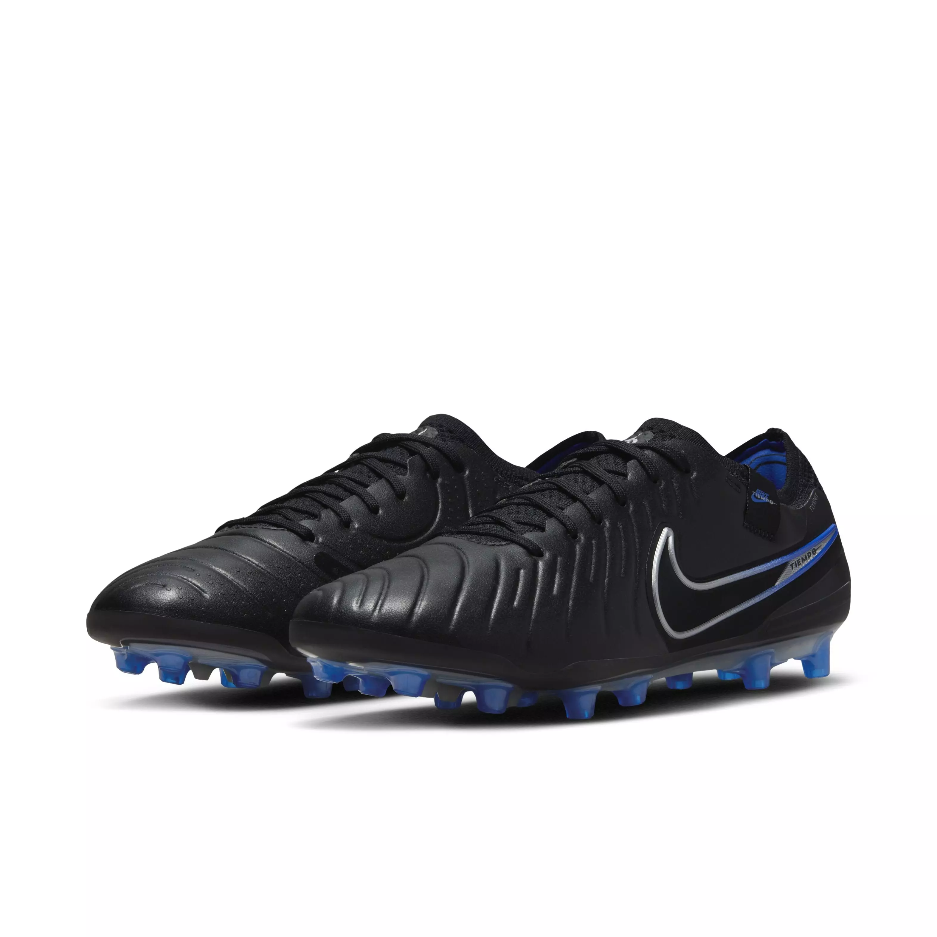 Nike Tiempo Legend 10 Elite AG "Black/Hyper Royal/Chrome" Grade School Kids' Soccer Cleat - BLACK/ROYAL/CHROME