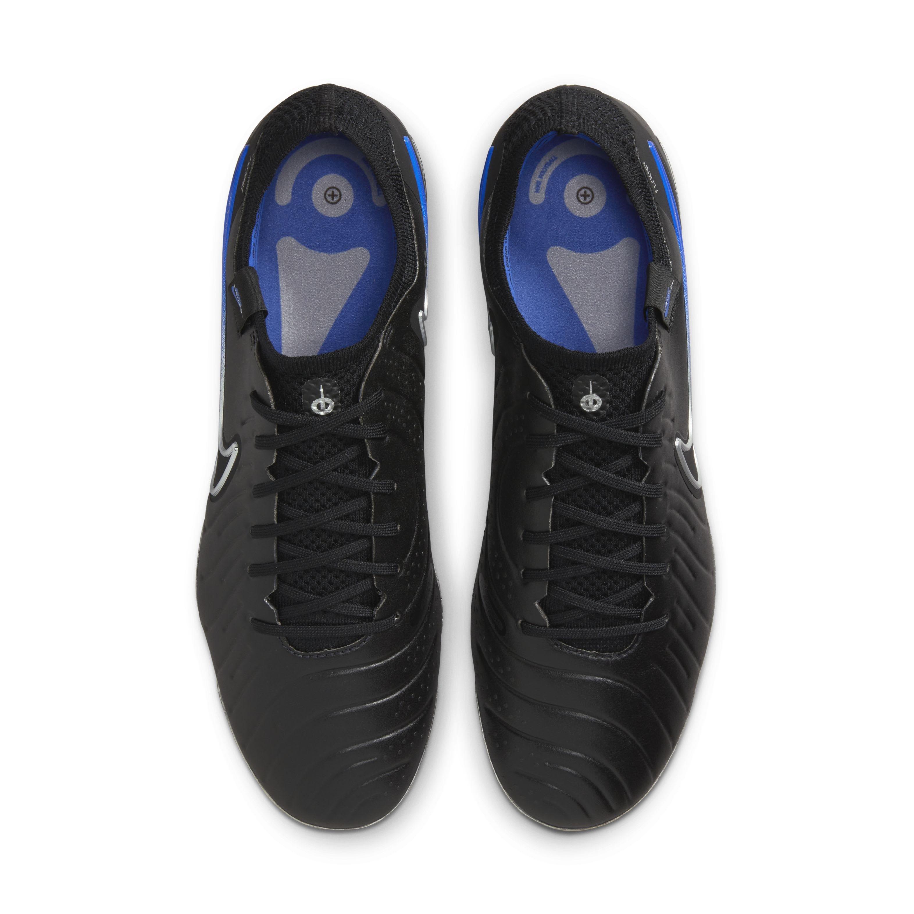 Nike Tiempo Legend 10 Elite AG Grade School Kids' "Black/Hyper Royal/Chrome" Soccer Cleat