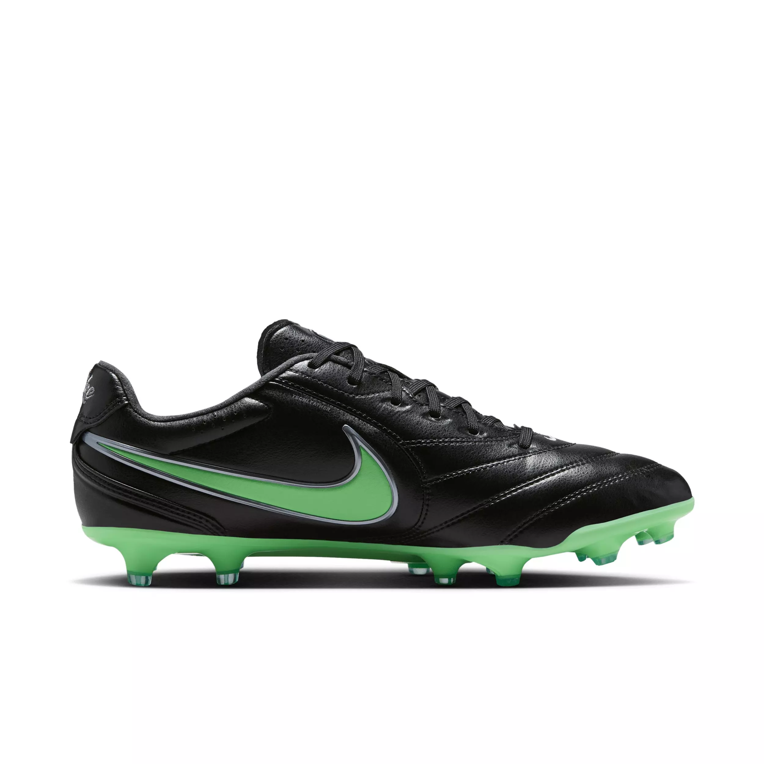 Nike Tiempo Ligera Pro FG "Black/Black/Illusion Green" Men's Soccer Cleat - BLACK/BLACK/GREEN