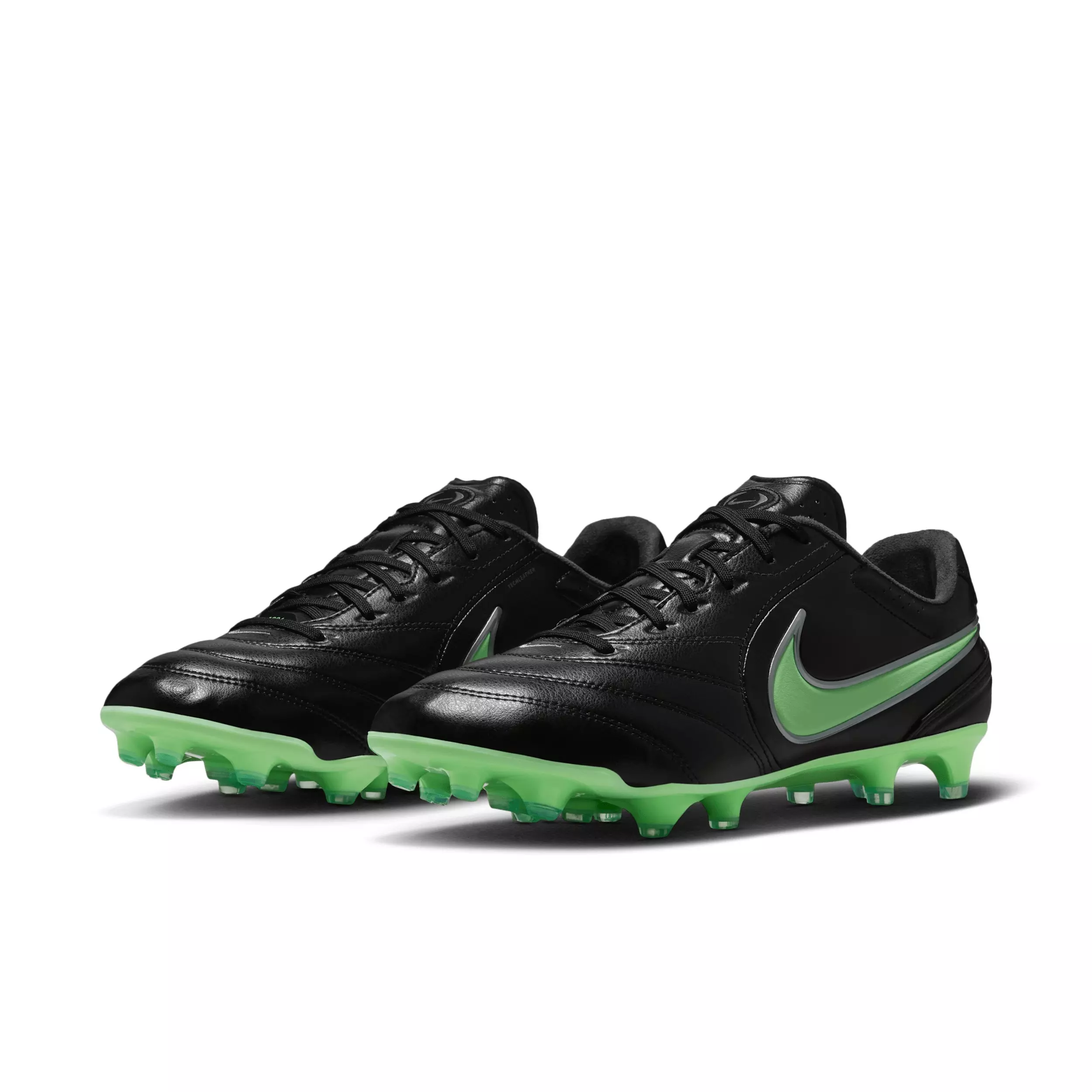 Nike Tiempo Ligera Pro FG "Black/Black/Illusion Green" Men's Soccer Cleat - BLACK/BLACK/GREEN