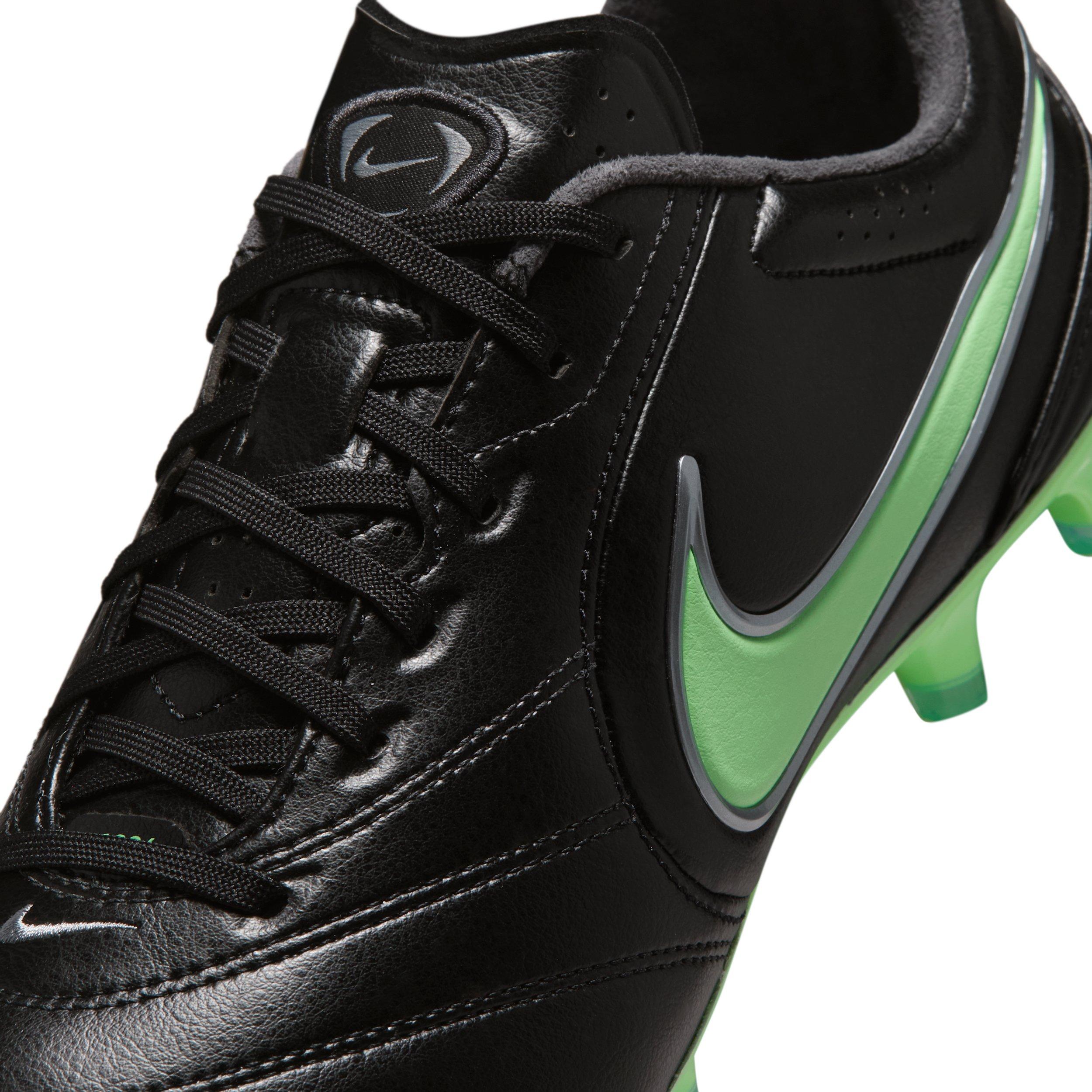 Nike Tiempo Ligera Pro FG "Black/Black/Illusion Green" Men's Soccer Cleat - BLACK/BLACK/GREEN Thumbnail View 8