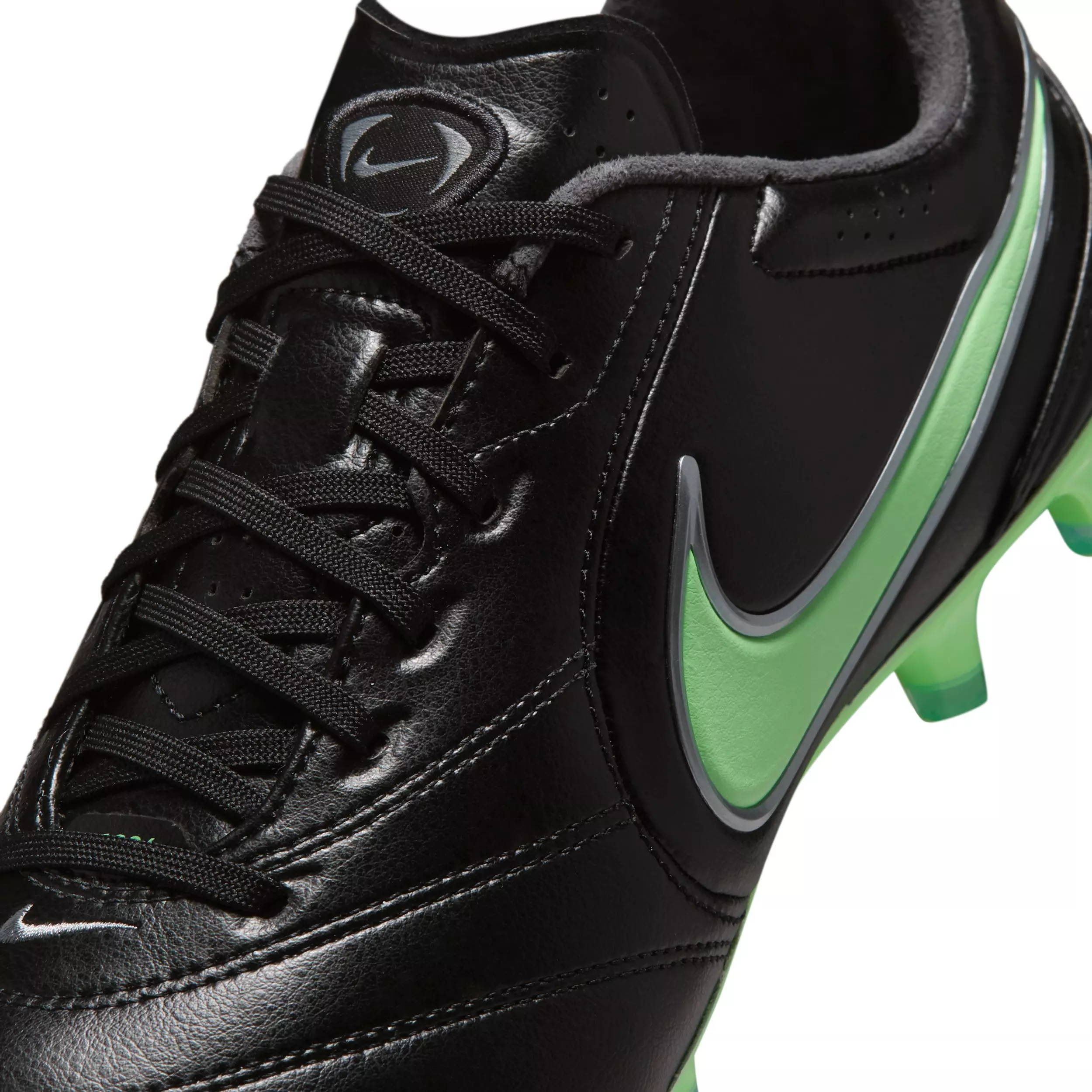 Nike Tiempo Ligera Pro FG "Black/Black/Illusion Green" Men's Soccer Cleat - BLACK/BLACK/GREEN
