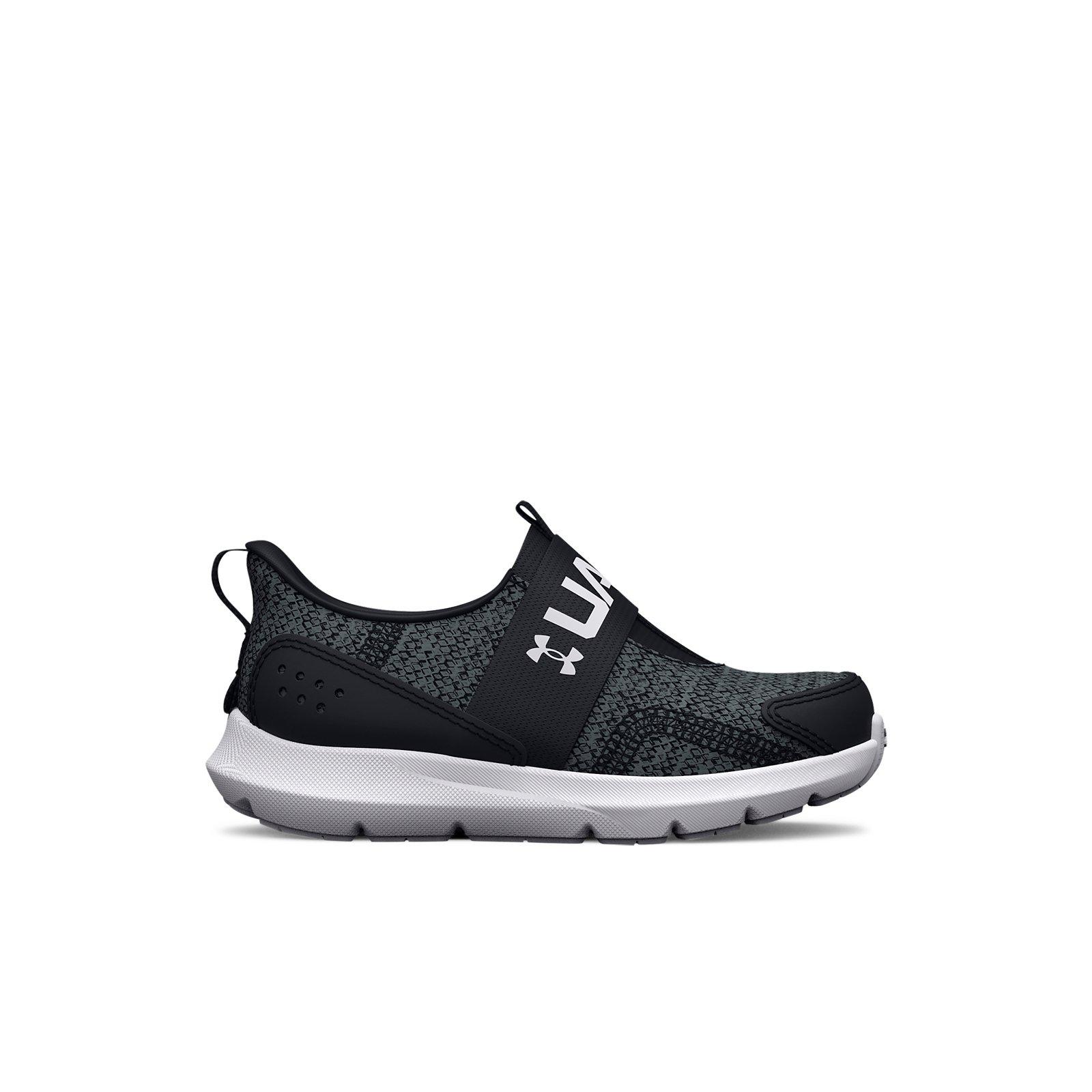 Under Armour Surge 3 Slip "Black/White" Infant Boys' Running Shoe - BLACK/WHITE Thumbnail View 1