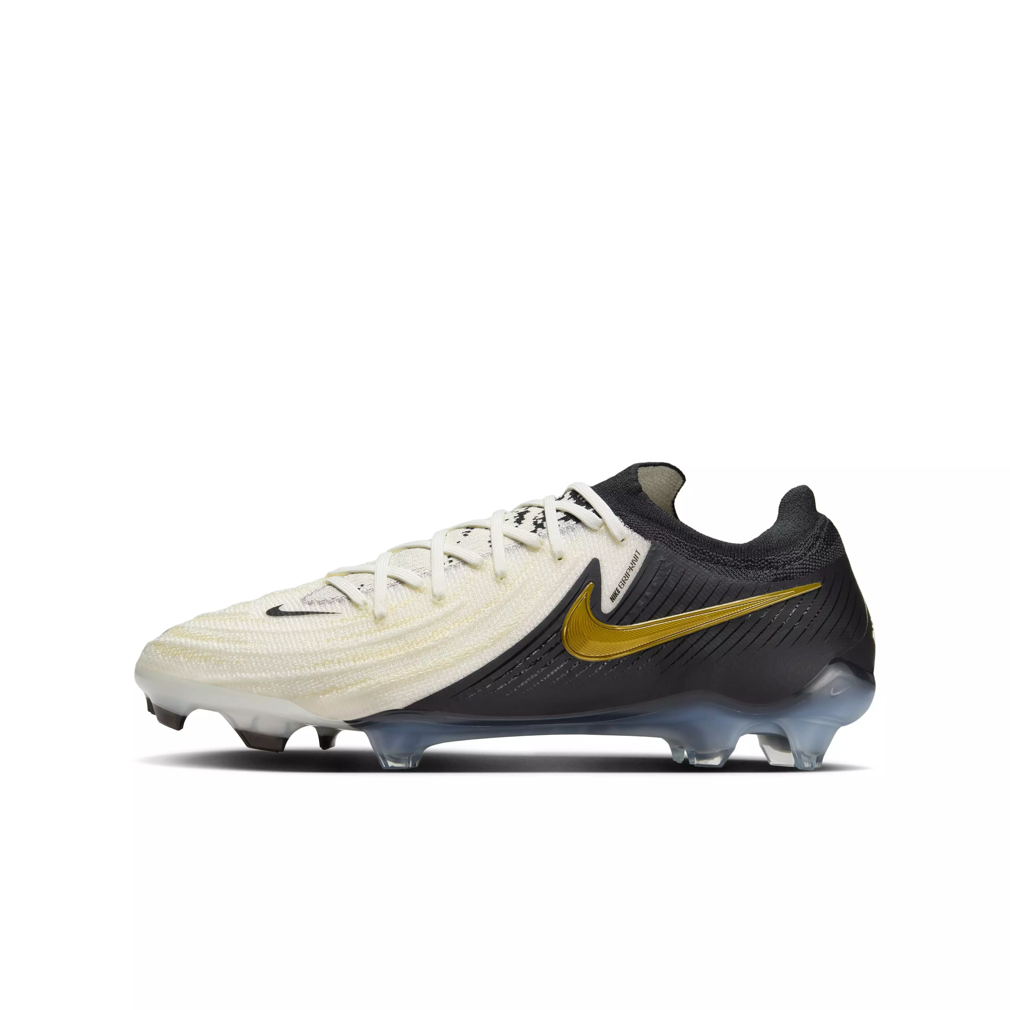 Nike Phantom GX 2 Elite FG "White/Metallic Gold Coin/Black" Grade School Kids' Soccer Cleat - WHITE/GOLD/BLACK