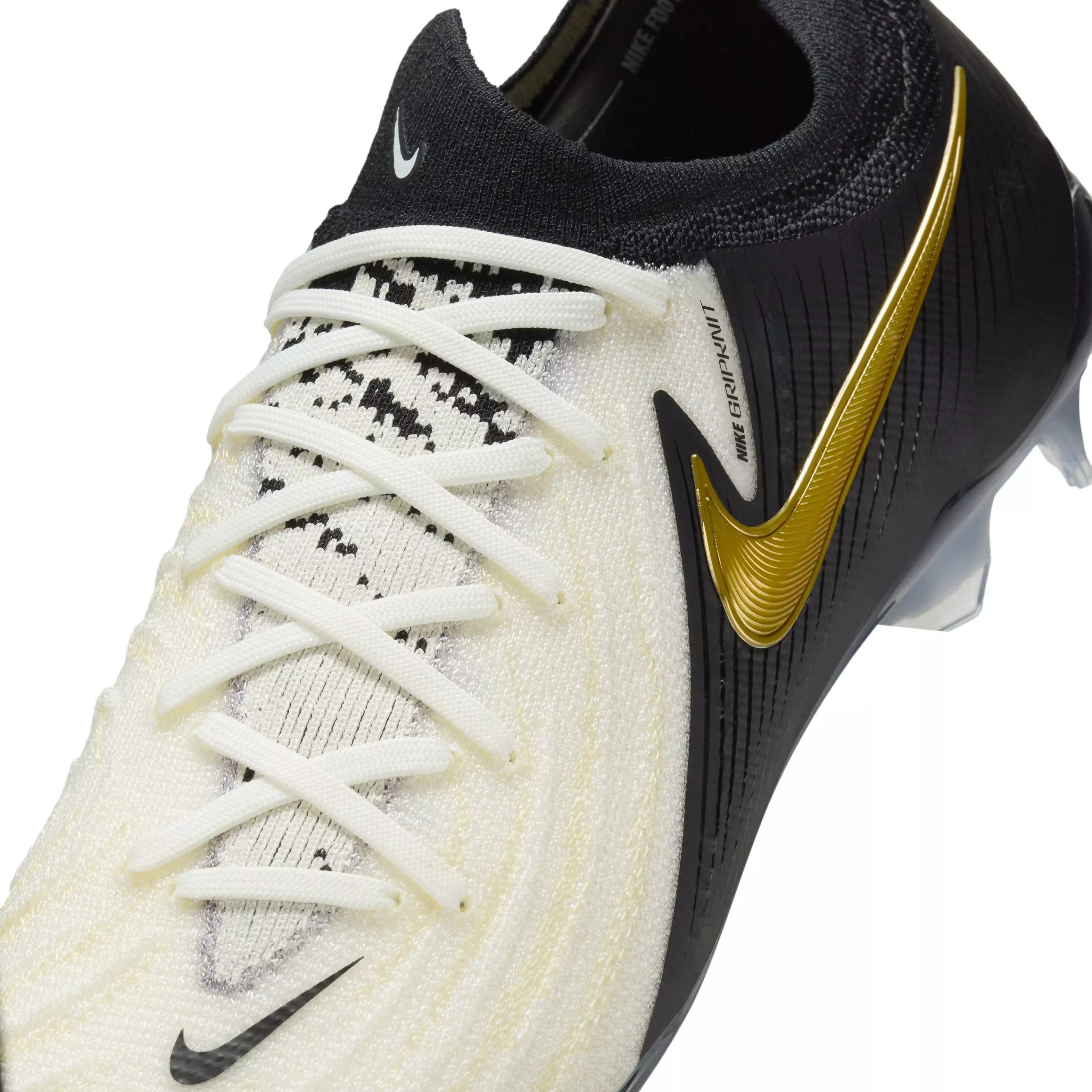 Nike Phantom GX 2 Elite FG "White/Metallic Gold Coin/Black" Grade School Kids' Soccer Cleat - WHITE/GOLD/BLACK