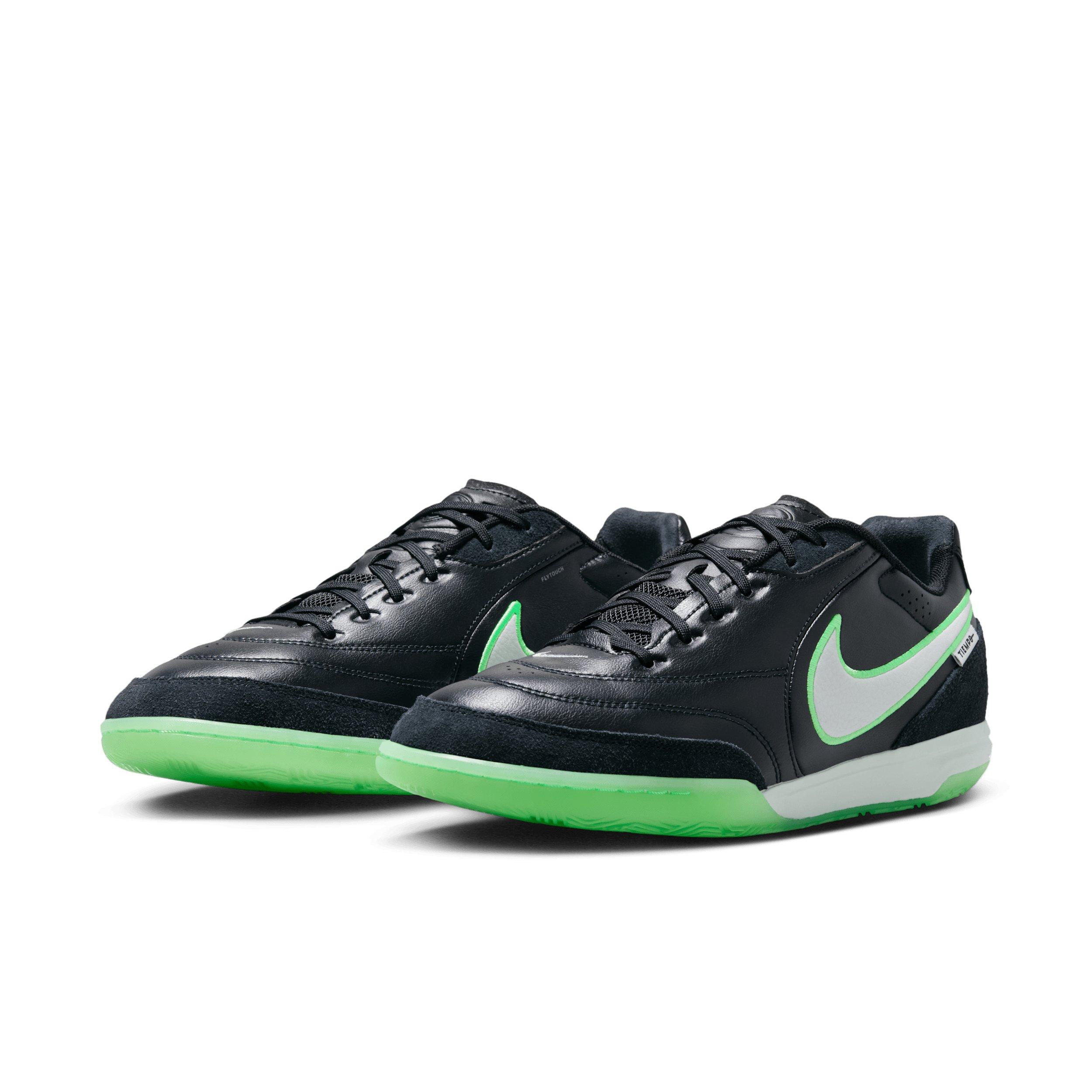 Nike Tiempo Streetgato IC "Black/Black/Illusion Green" Men's Soccer Shoe - BLACK/BLACK/GREEN
