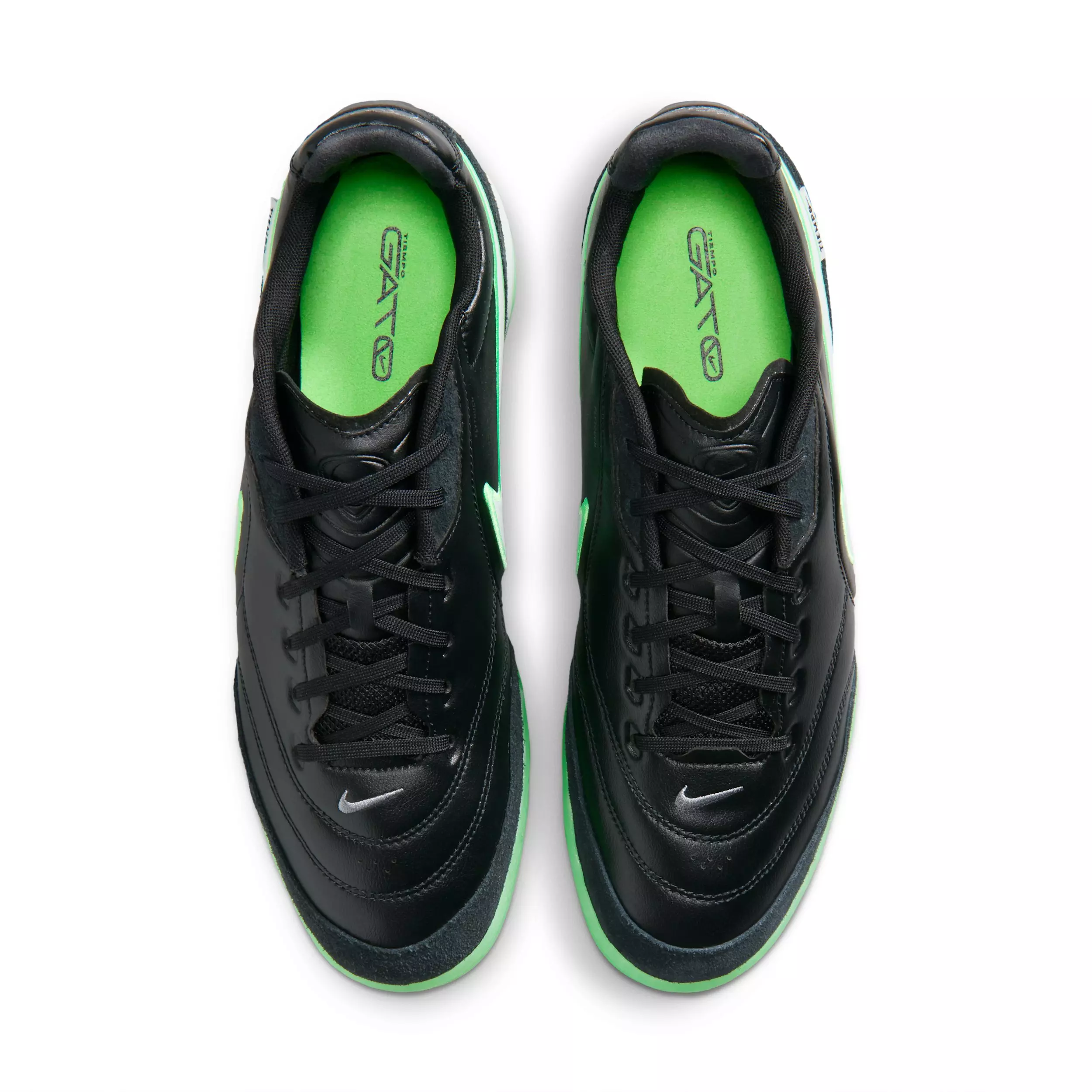 Nike Tiempo Streetgato IC "Black/Black/Illusion Green" Men's Soccer Shoe - BLACK/BLACK/GREEN