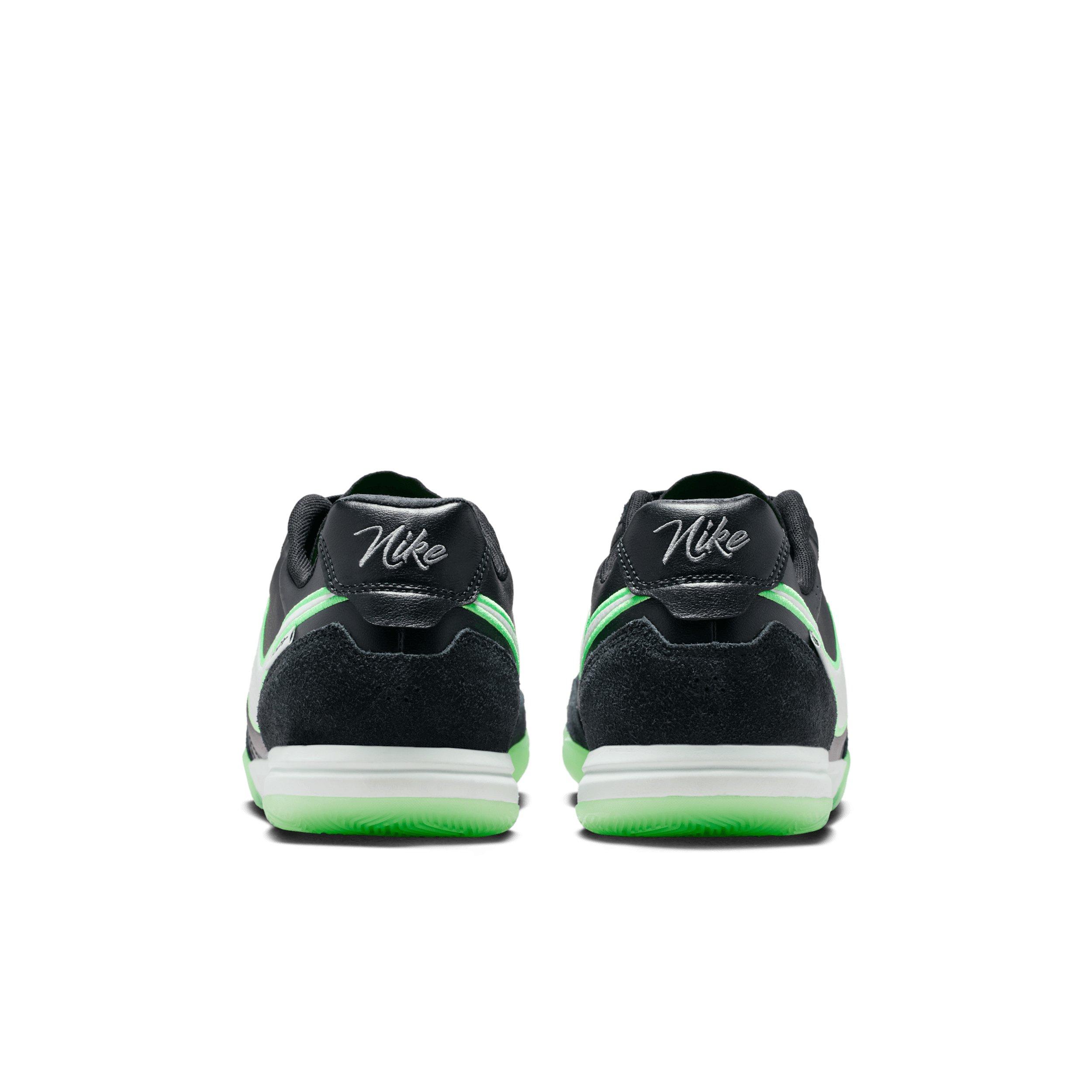 Nike Tiempo Streetgato IC "Black/Black/Illusion Green" Men's Soccer Shoe - BLACK/BLACK/GREEN
