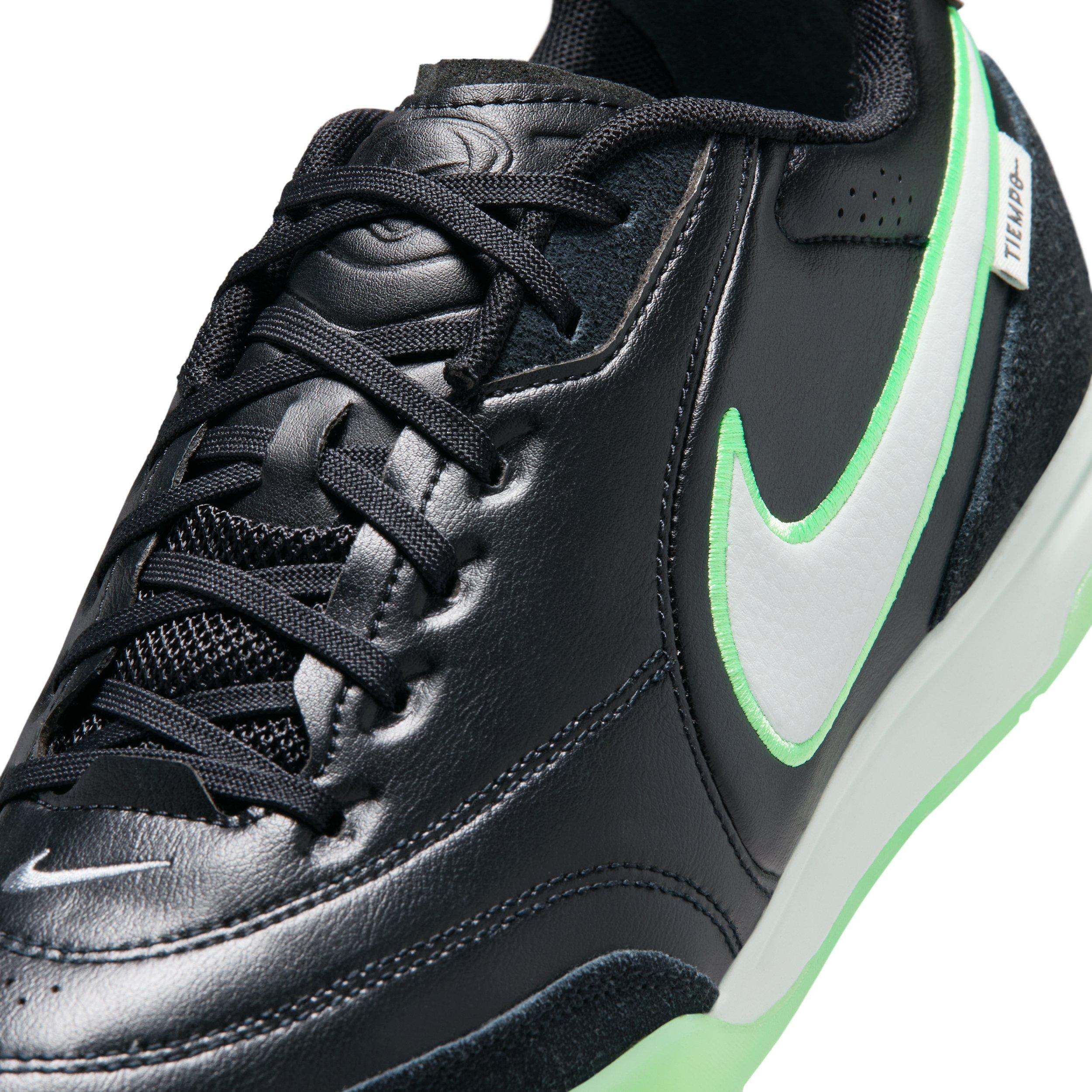 Nike Tiempo Streetgato IC "Black/Black/Illusion Green" Men's Soccer Shoe - BLACK/BLACK/GREEN