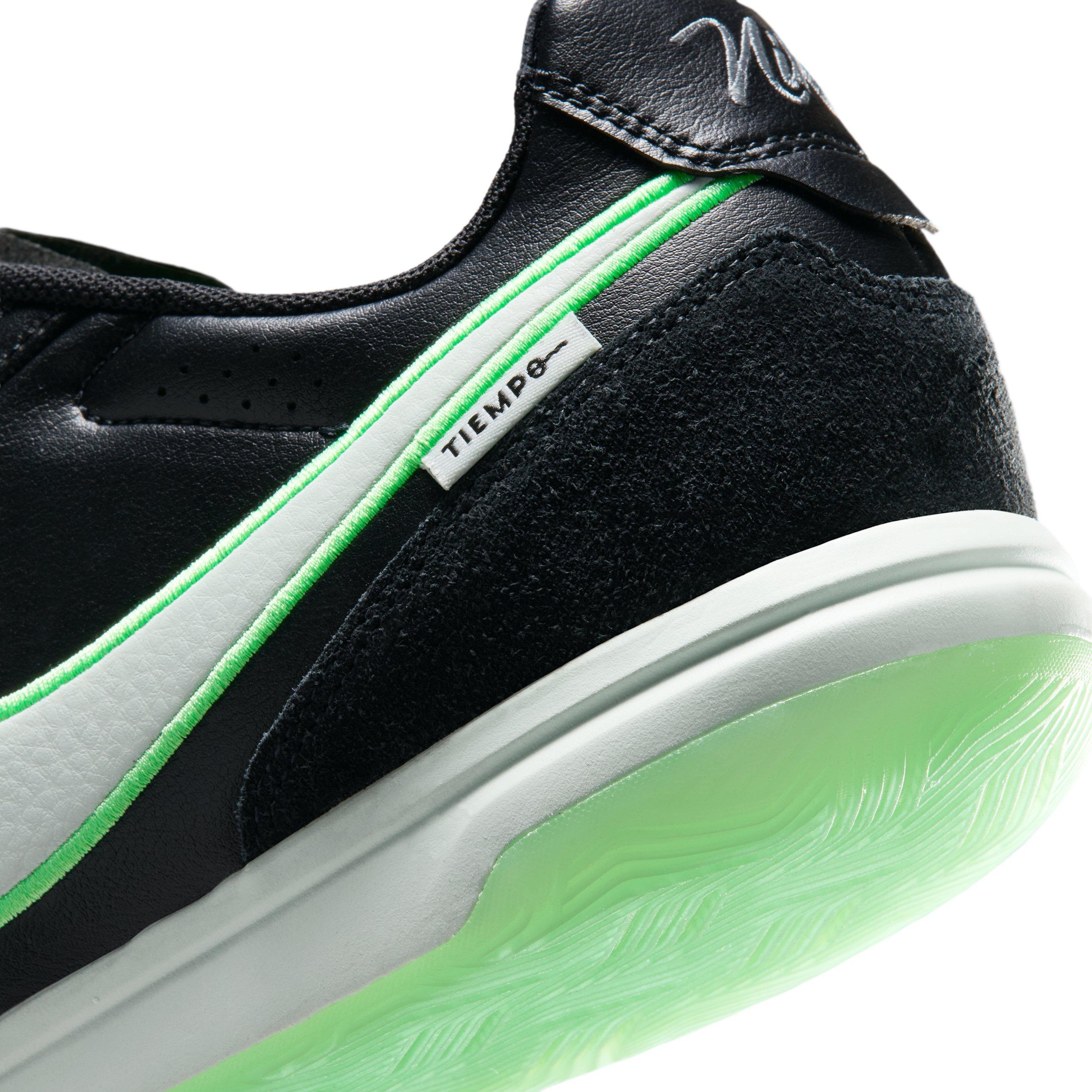 Nike Tiempo Streetgato IC "Black/Black/Illusion Green" Men's Soccer Shoe - BLACK/BLACK/GREEN