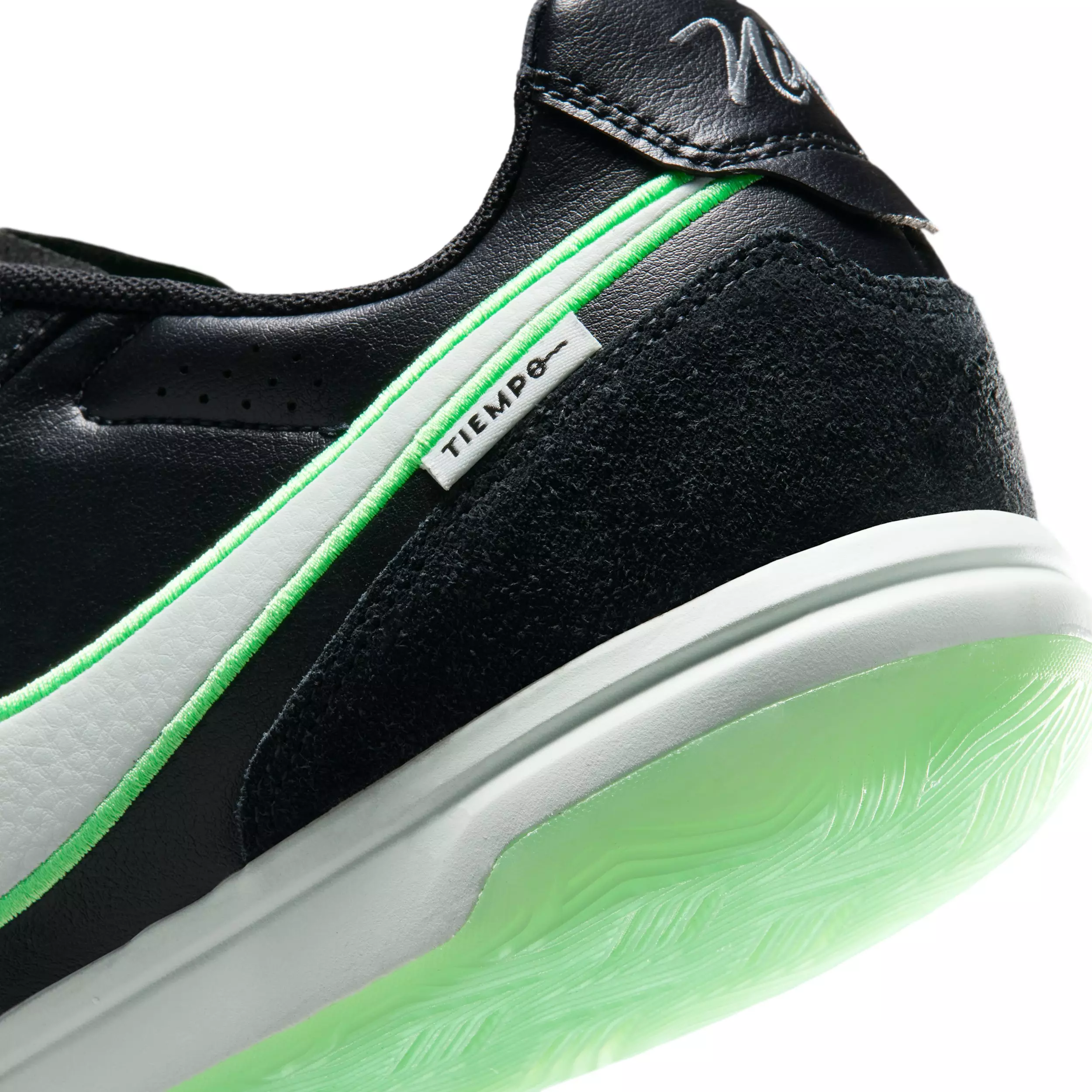 Nike Tiempo Streetgato IC "Black/Black/Illusion Green" Men's Soccer Shoe - BLACK/BLACK/GREEN