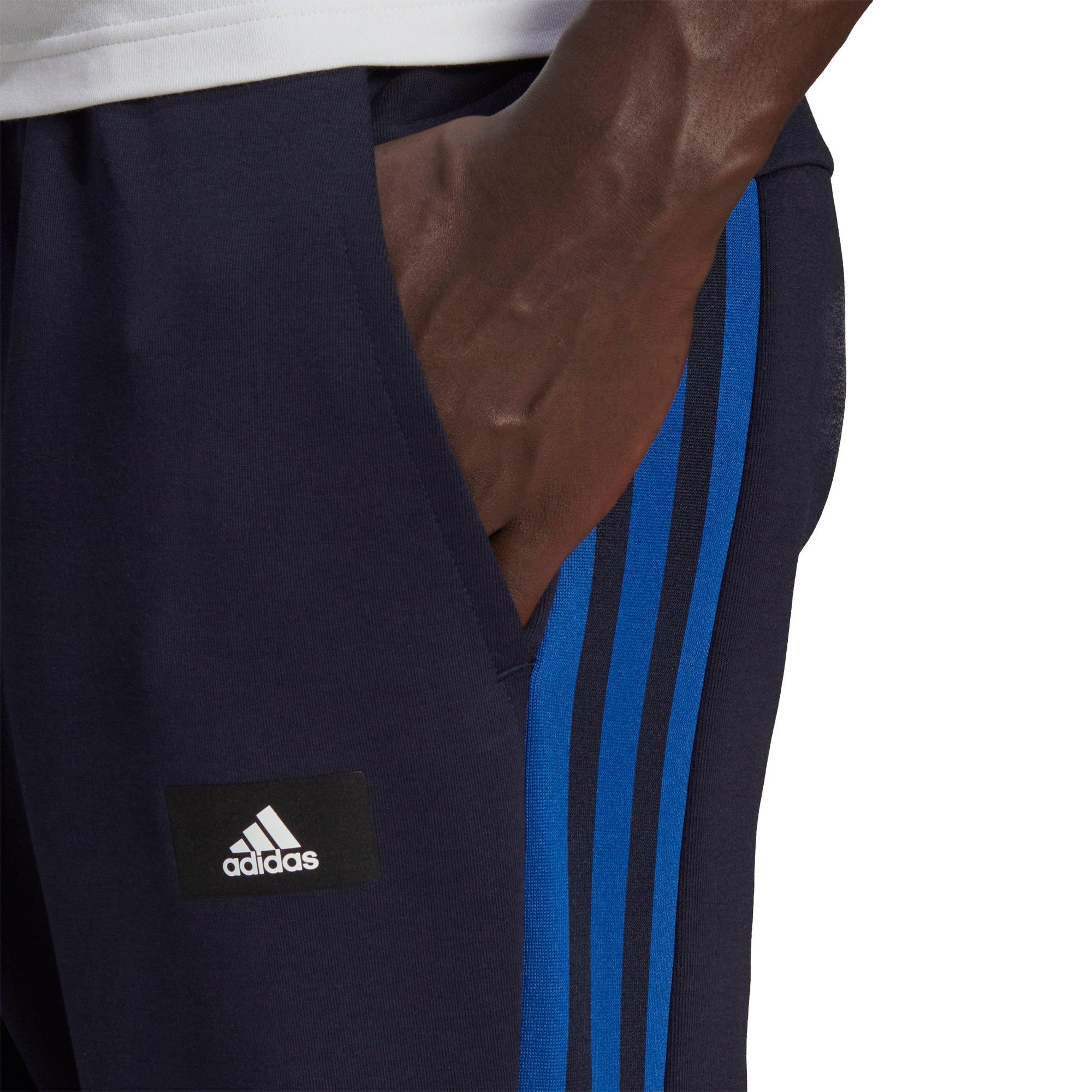adidas Men's Sportswear Black/Royal Future Icons 3-Stripes Pants - BLACK/ROYAL Thumbnail View 4