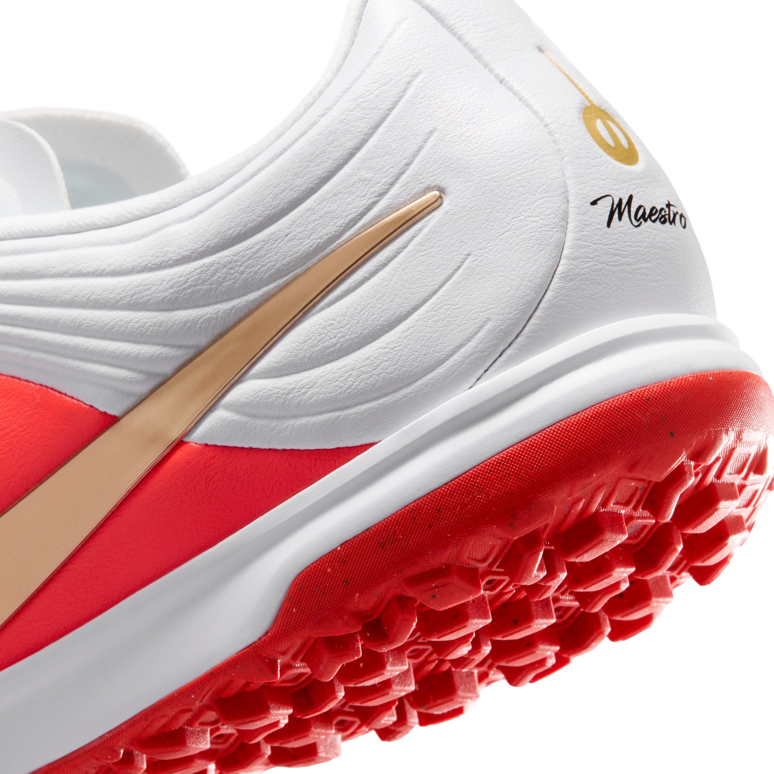 Nike Tiempo Maestro Academy Turf "White/Bright Crimson/Blur" Men's Soccer Shoe - WHITE/CRIMSON/BLUR