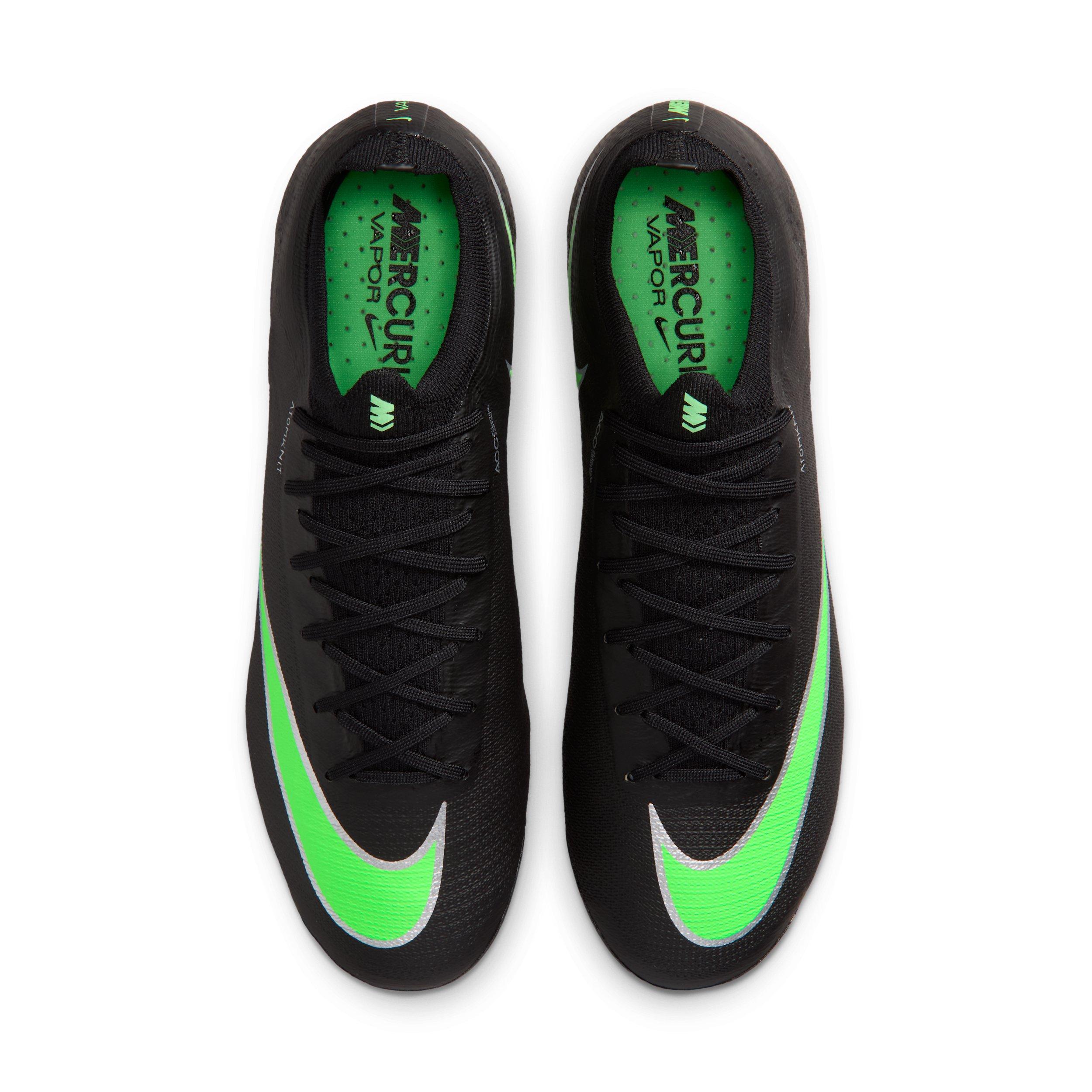 Nike Mercurial Vapor 17 Elite FG "Black/Black/Illusion Green" Men's Soccer Cleat - BLACK/BLACK/GREEN Thumbnail View 4
