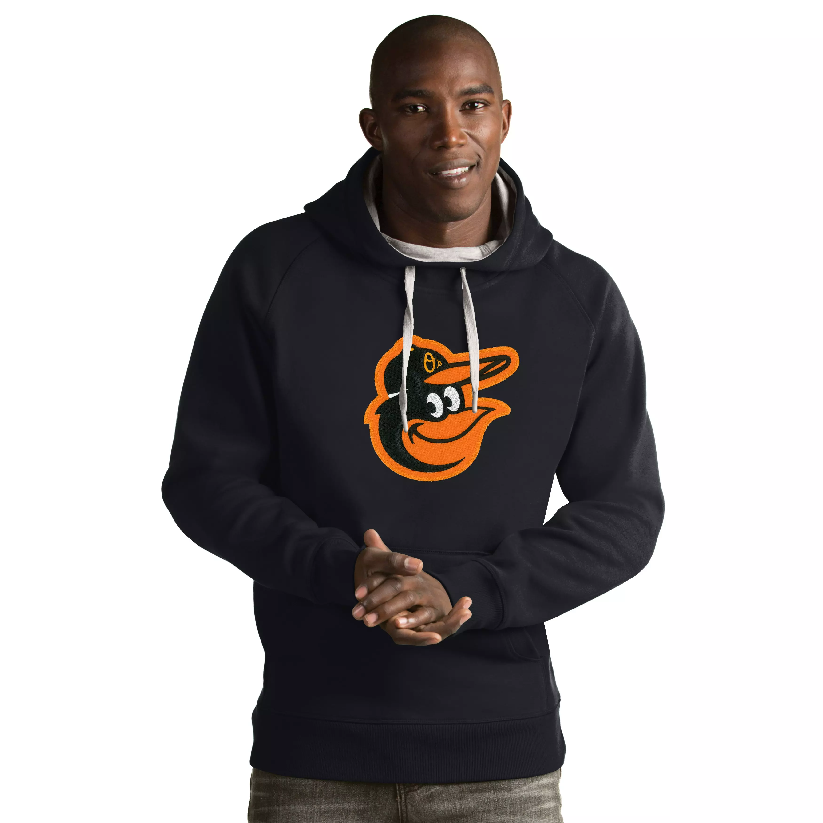Antigua Men's Baltimore Orioles Victory Pullover Hoodie - CHARCOAL