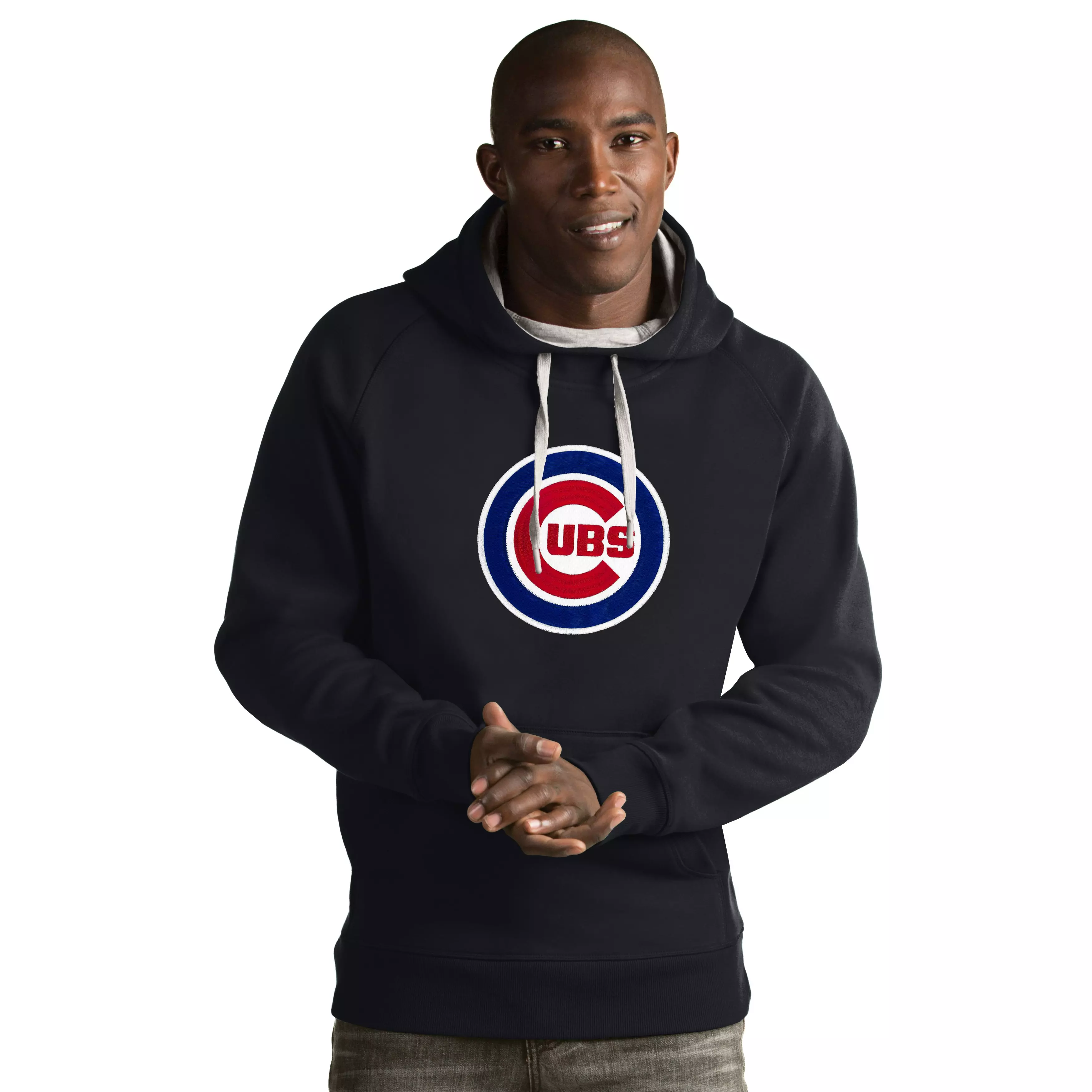 Antigua Men's Chicago Cubs Victory Pullover Hoodie - CHARCOAL