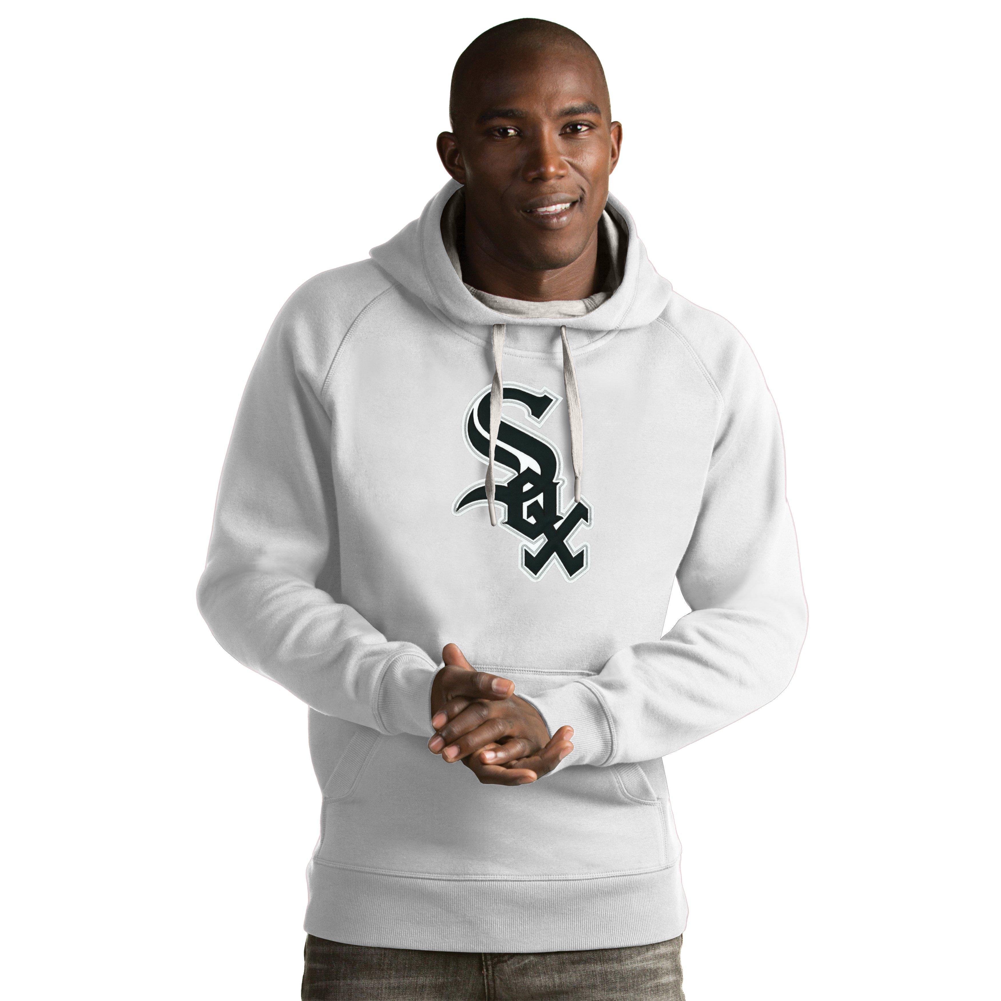 Antigua MLB Chicago White Sox Women's Victory Raglan Hoodie, Black, Large, Cotton