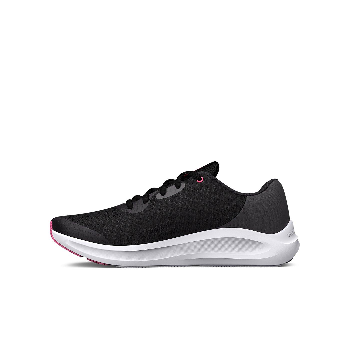 Under Armour Charged Pursuit 3 "Black/Jet Grey" Grade School Girls' Running Shoe - BLACK/GREY Thumbnail View 2