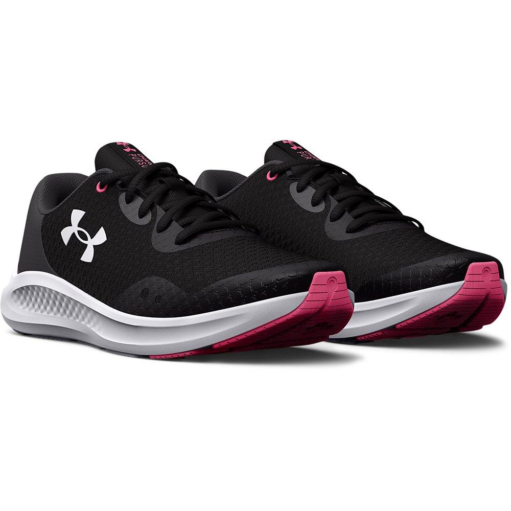Under Armour Charged Pursuit 3 "Black/Jet Grey" Grade School Girls' Running Shoe - BLACK/GREY Thumbnail View 5