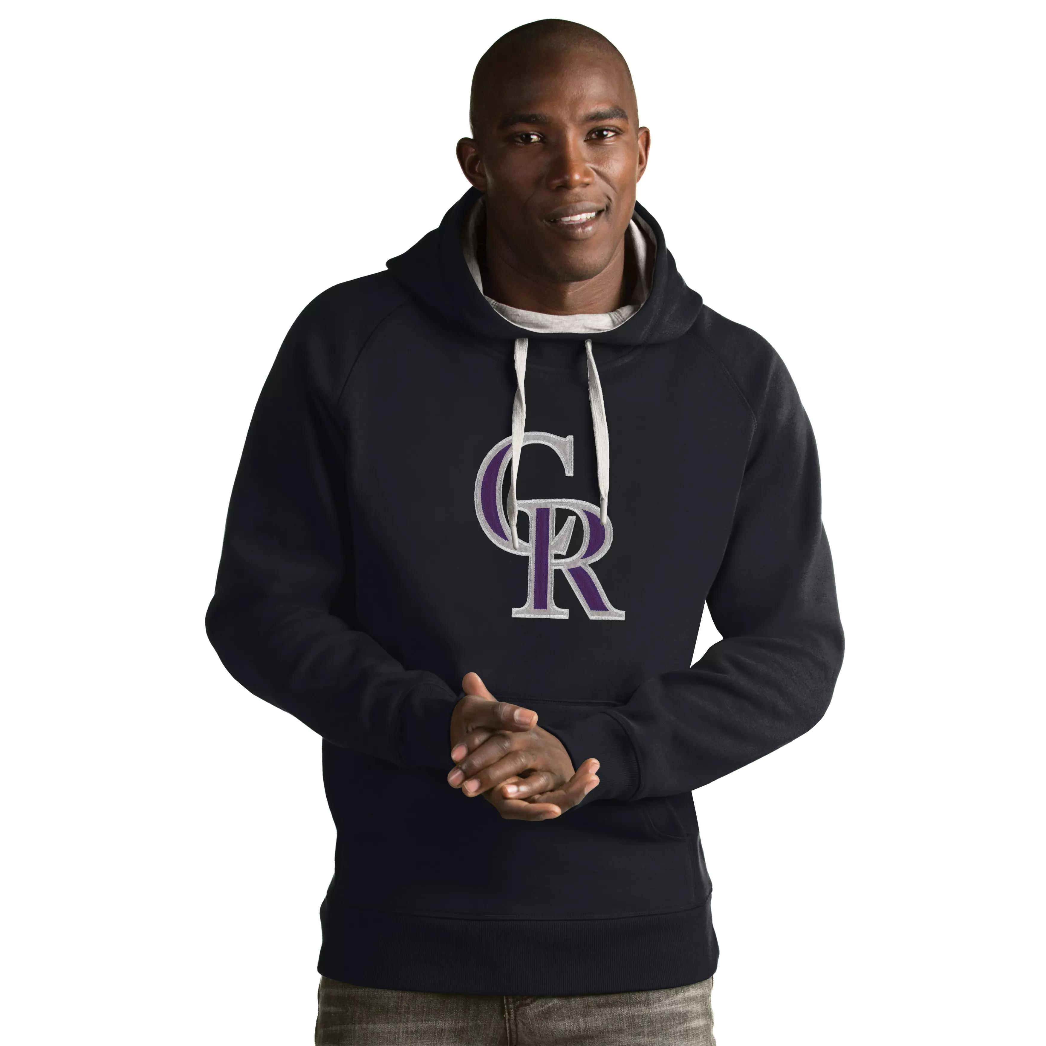 Antigua Men's Colorado Rockies Victory Pullover Hoodie - CHARCOAL