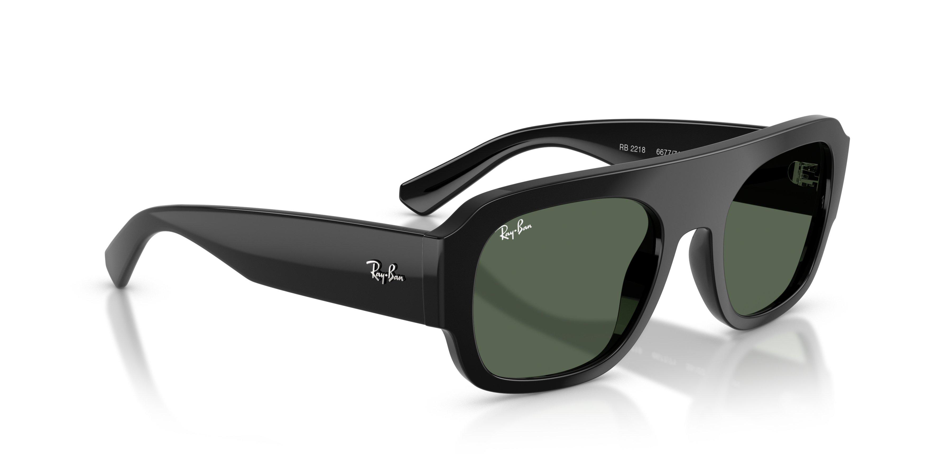 Ray-Ban RB2218 Dark Green Sunglasses &ndash; Black - BLACK/GREEN Thumbnail View 4