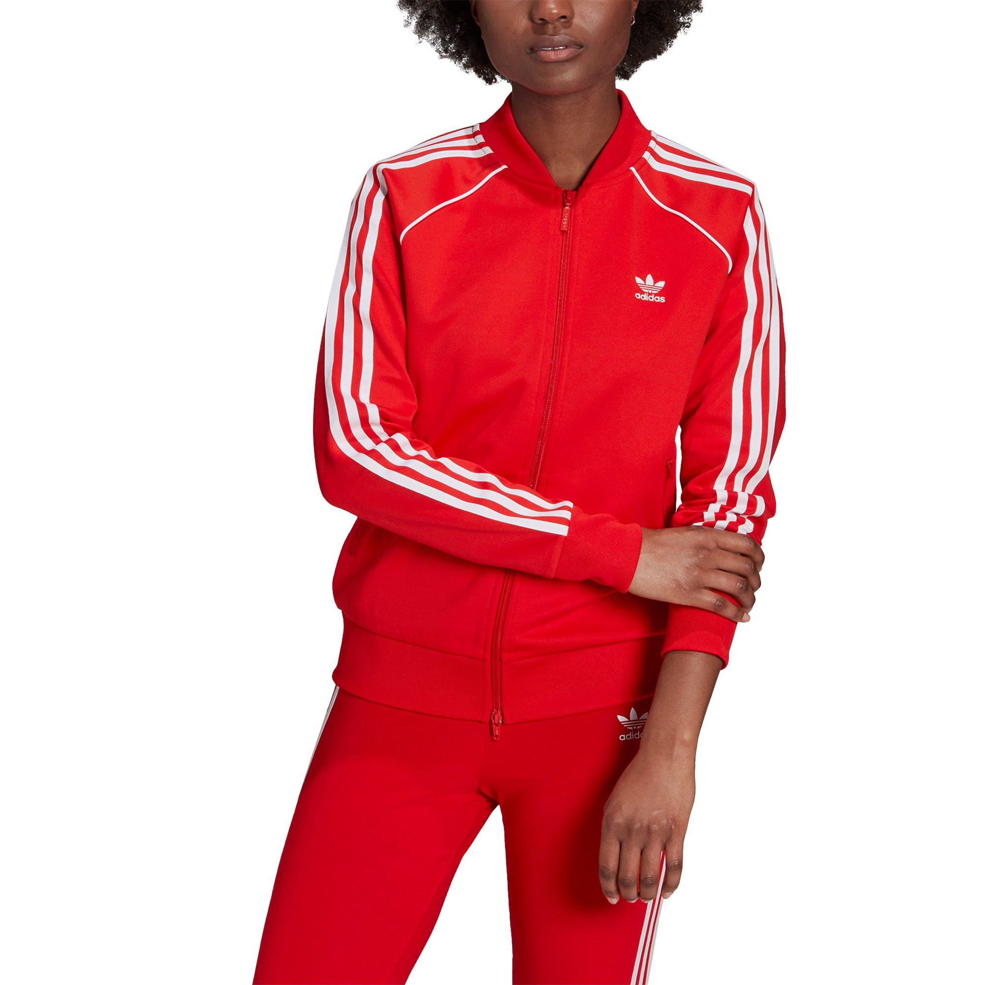 Adidas red sst clearance track jacket women's