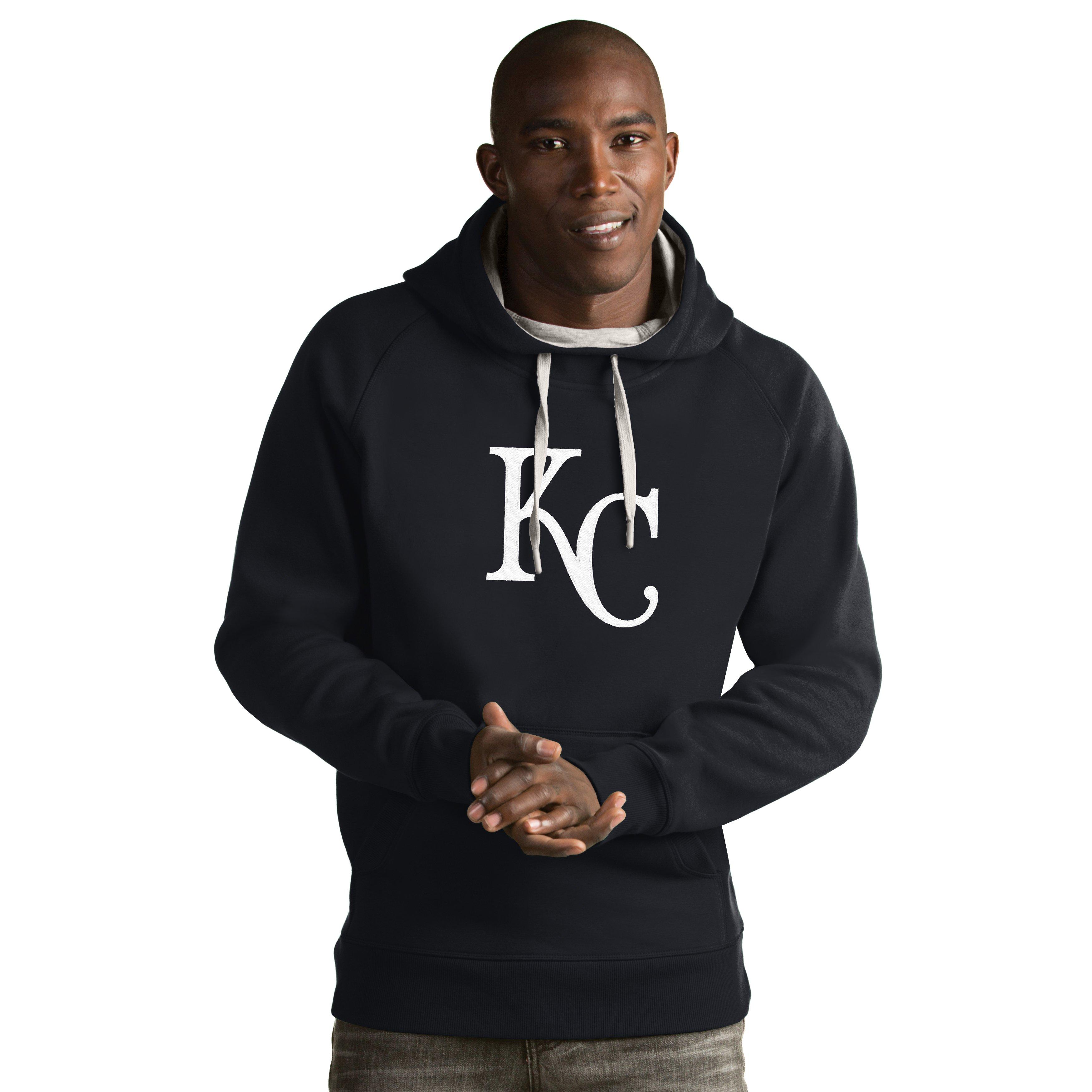 Antigua Women's Kansas City Royals Black Victory Crew Pullover