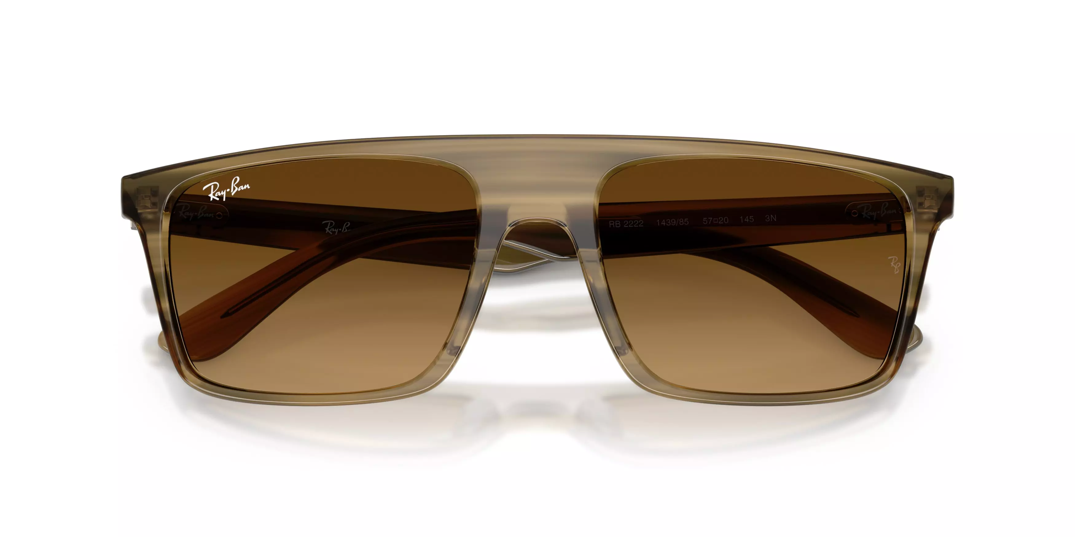 Ray-Ban RB2222 Brown Gradient Sunglasses – Striped Green - GREEN/BROWN