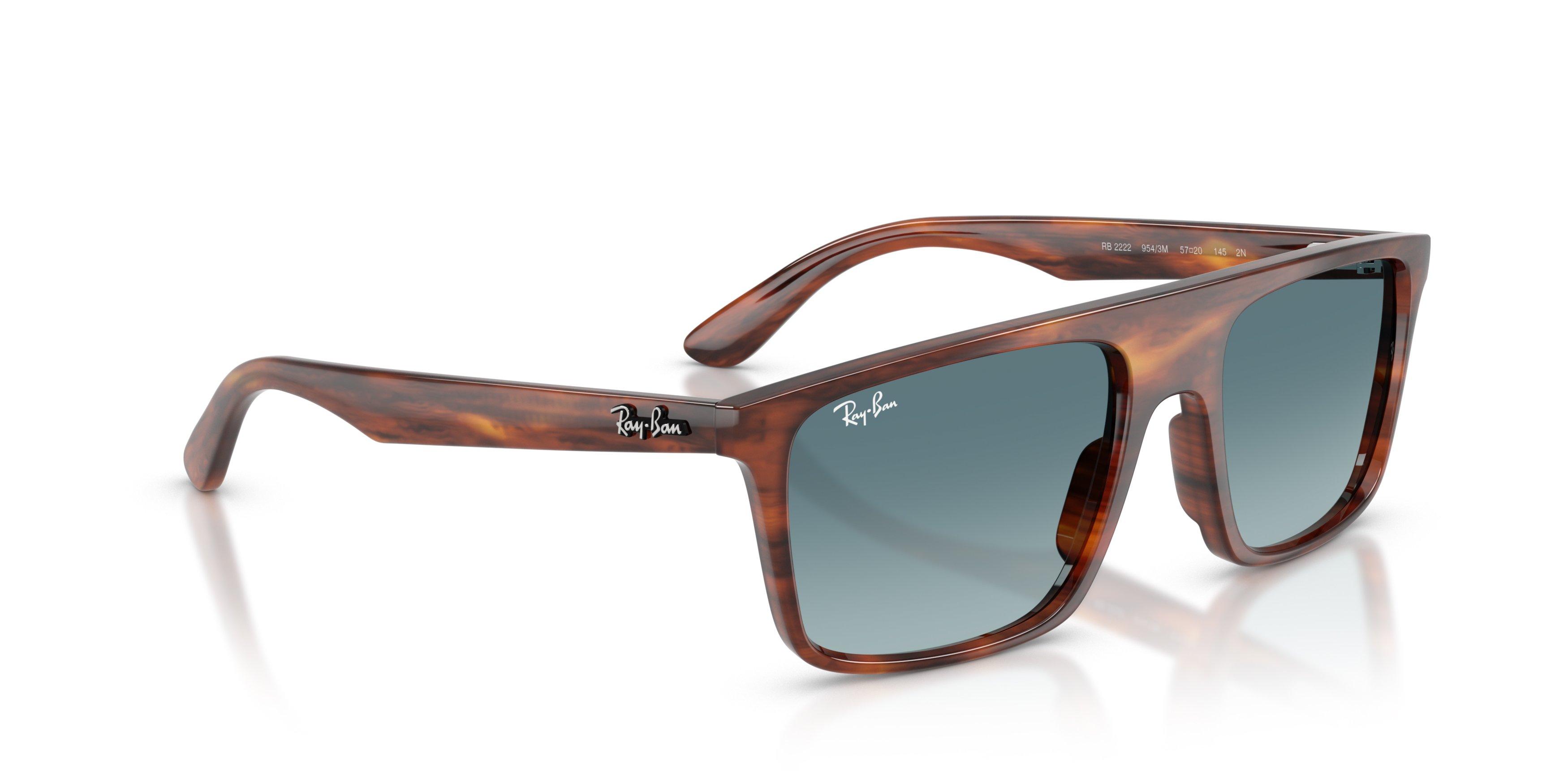 Ray-Ban RB2222 Blue Gradient Grey Sunglasses &ndash; Striped Havana - BROWN/GREY Thumbnail View 4