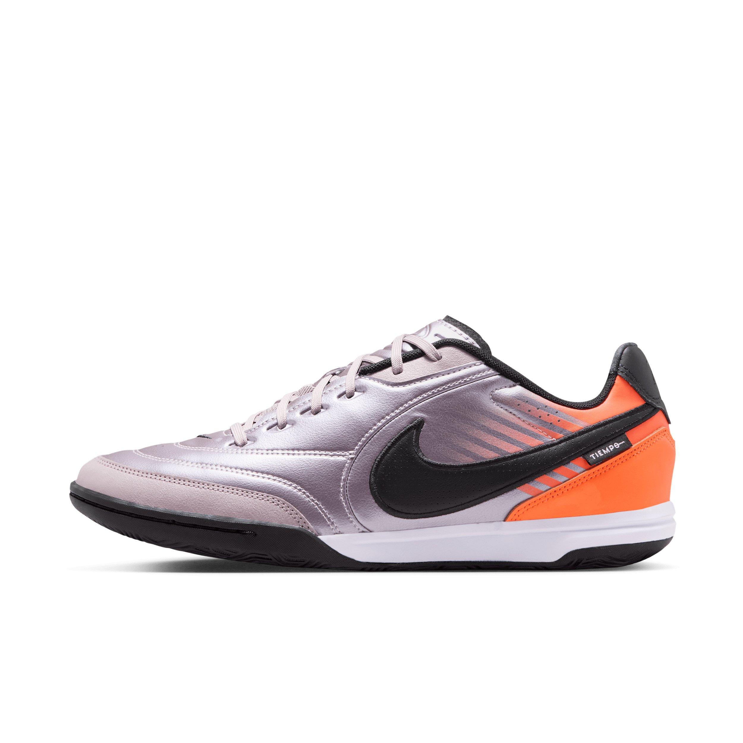 Nike Tiempo Streetgato PRM Heritage IC "Bleached Lilac/Total Orange/Black" Men's Soccer Shoe - LILAC/ORANGE/BLACK