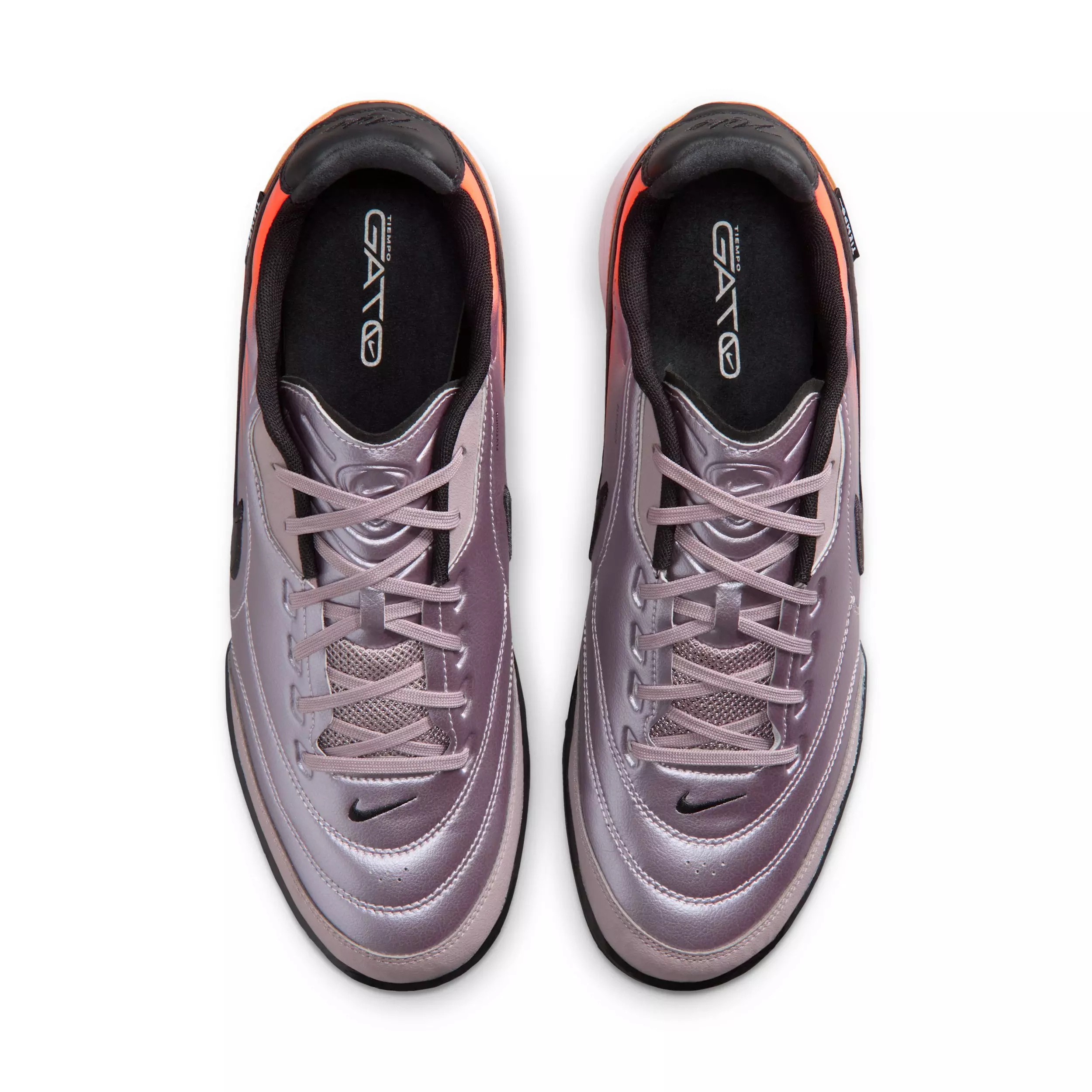 Nike Tiempo Streetgato PRM Heritage IC "Bleached Lilac/Total Orange/Black" Men's Soccer Shoe - LILAC/ORANGE/BLACK