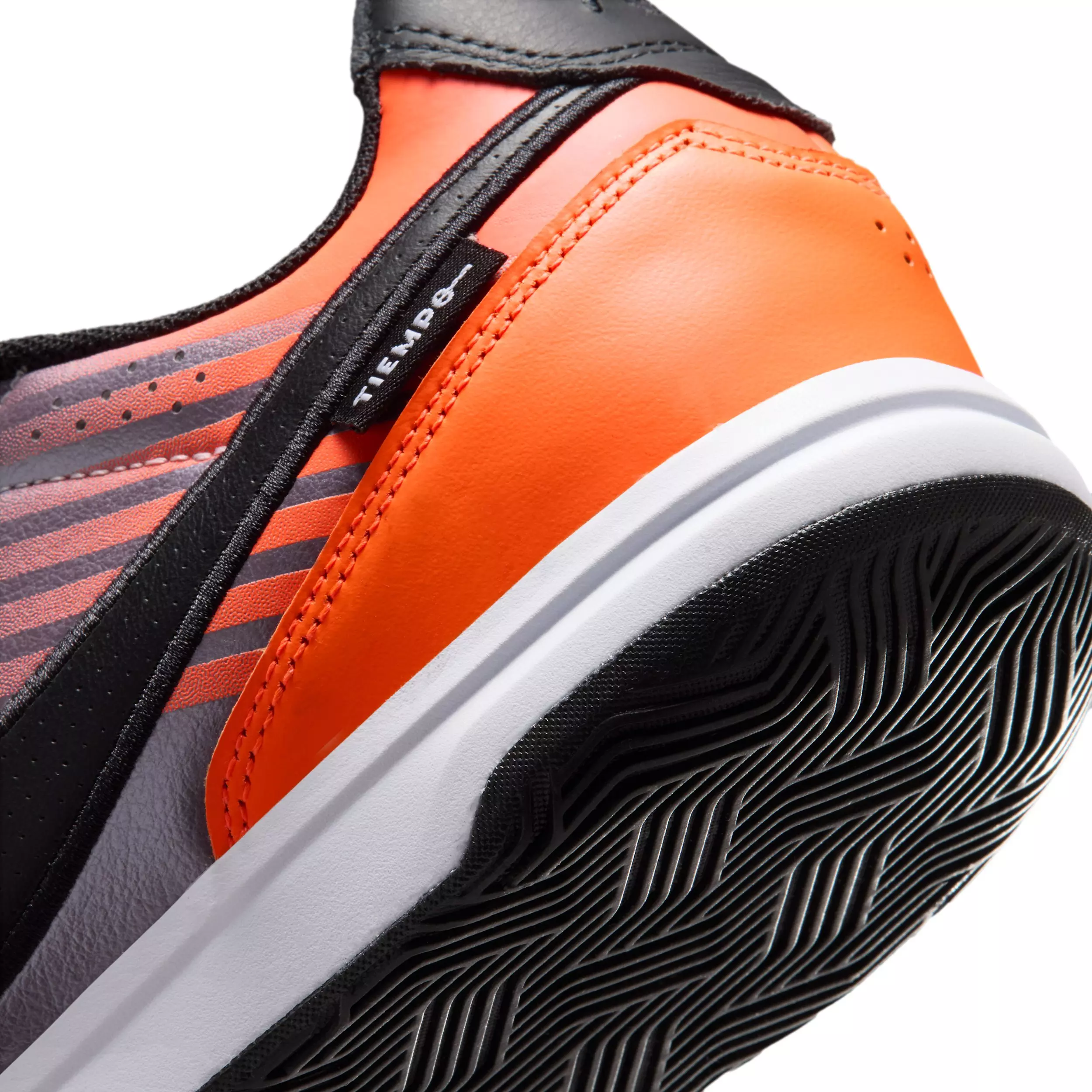 Nike Tiempo Streetgato PRM Heritage IC "Bleached Lilac/Total Orange/Black" Men's Soccer Shoe - LILAC/ORANGE/BLACK
