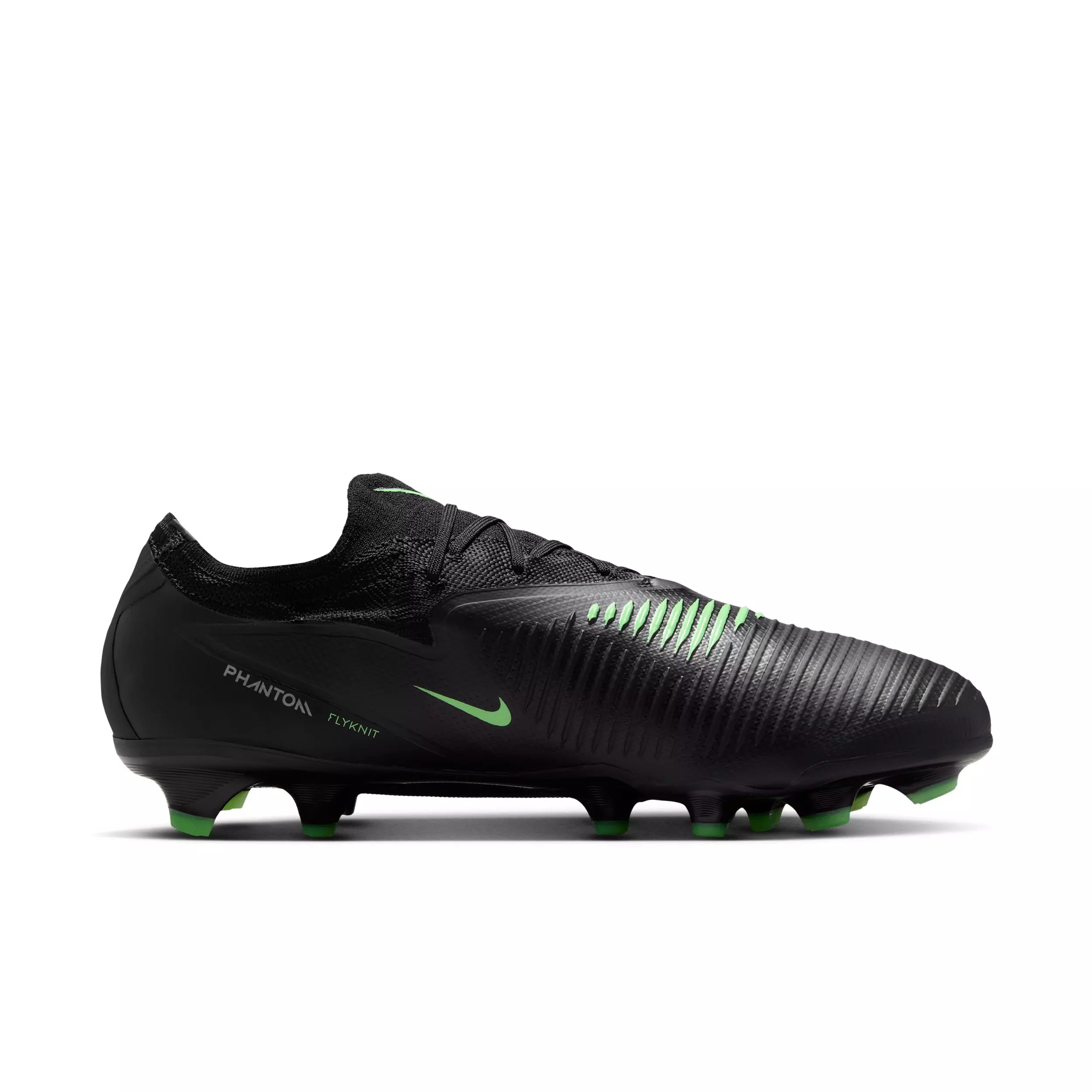Nike Phantom 6 Low Pro FG "Black/Black/Illusion Green" Men's Soccer Cleat - BLACK/BLACK/GREEN