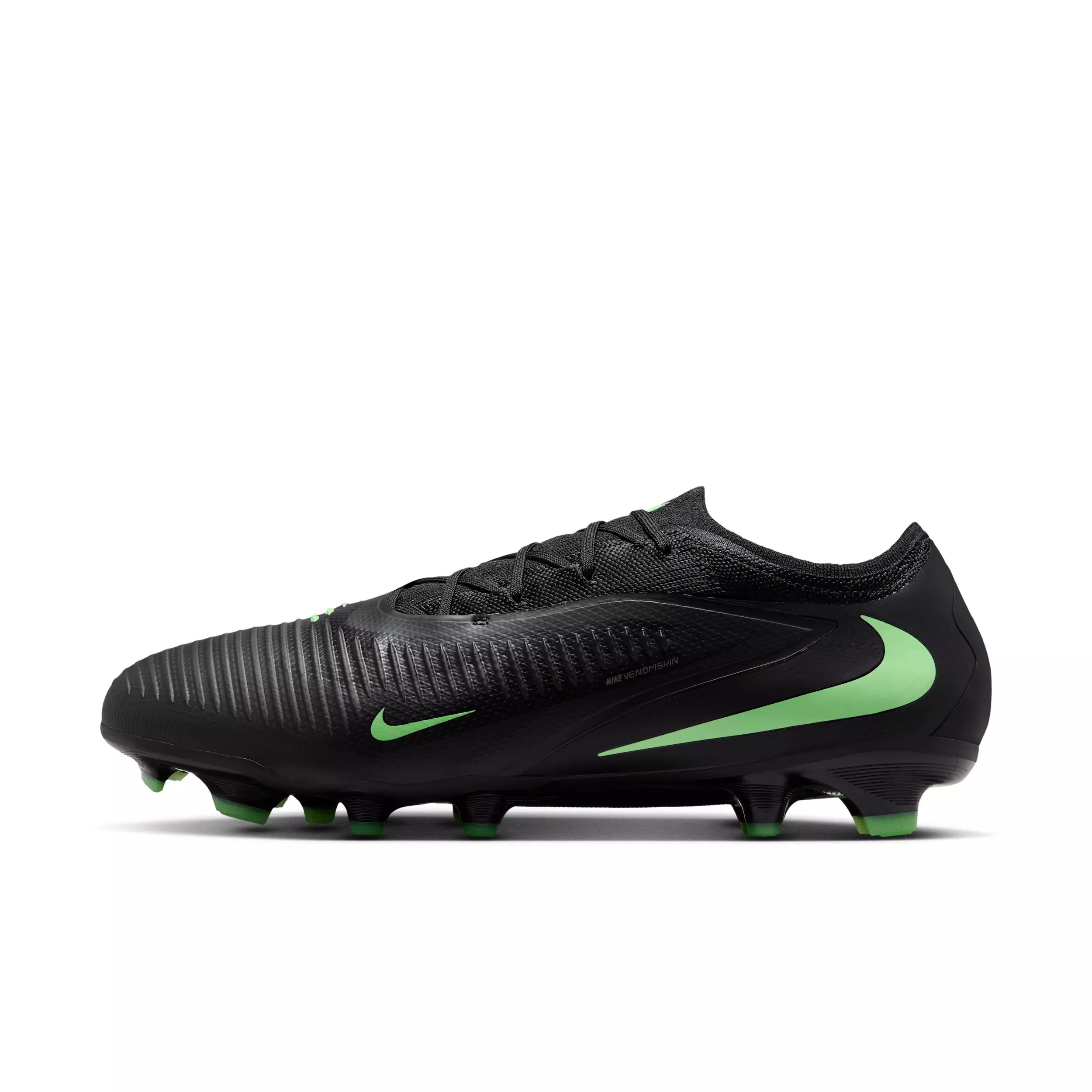 Nike Phantom 6 Low Pro FG "Black/Black/Illusion Green" Men's Soccer Cleat - BLACK/BLACK/GREEN