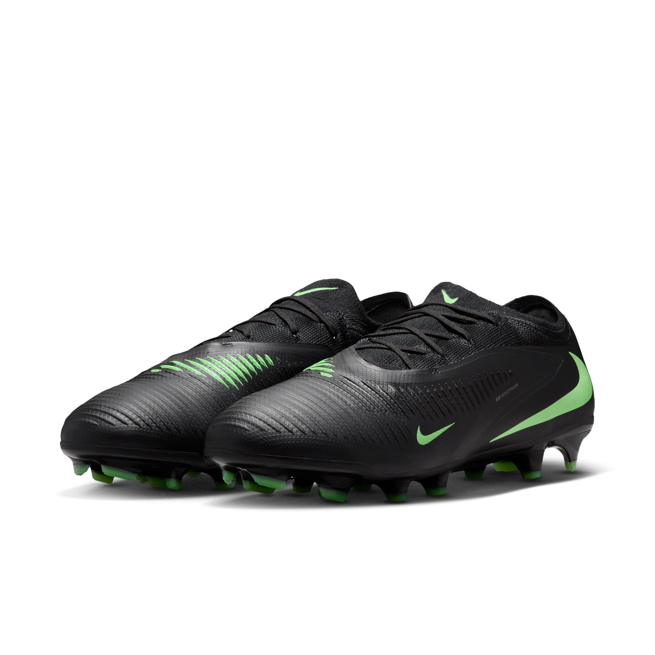 Nike Phantom 6 Low Pro FG "Black/Black/Illusion Green" Men's Soccer Cleat - BLACK/BLACK/GREEN Thumbnail View 3